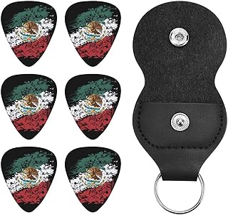 Mexican American Flag Guitar Picks with Case Holder Guitar Plectrum Pick Thin Medium Heavy