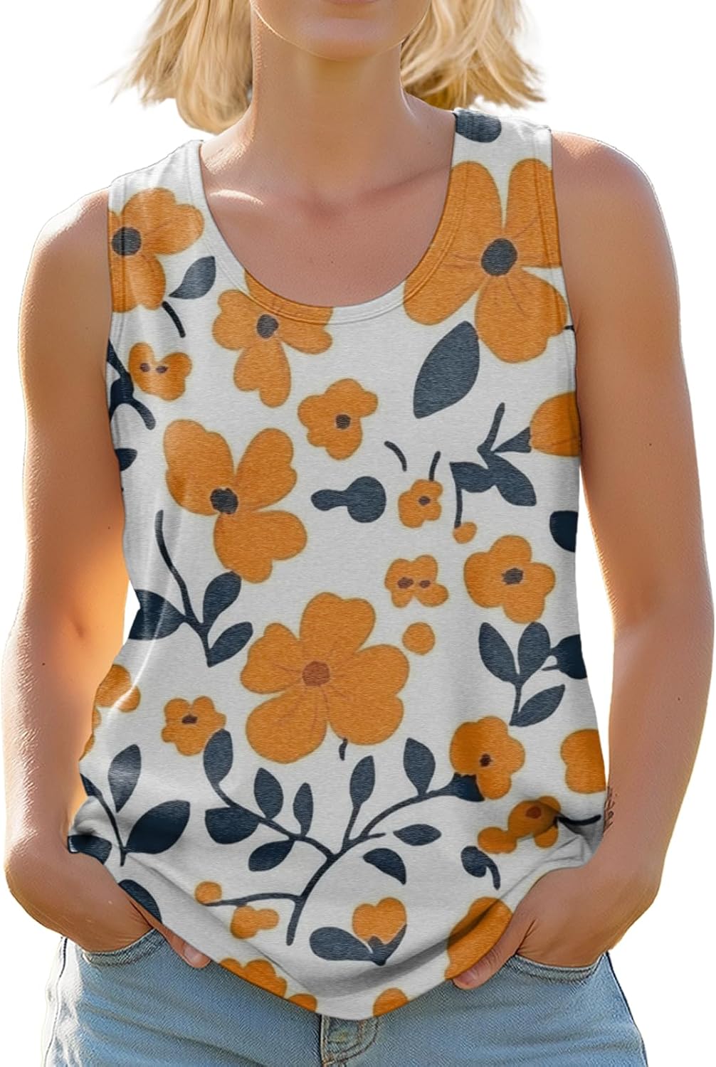 domirica Stylish Women's Crewneck Tank Tops Outdoor Trendy Yoga Workout Shirts Cropped Sleeveless Tshirts Multicolor