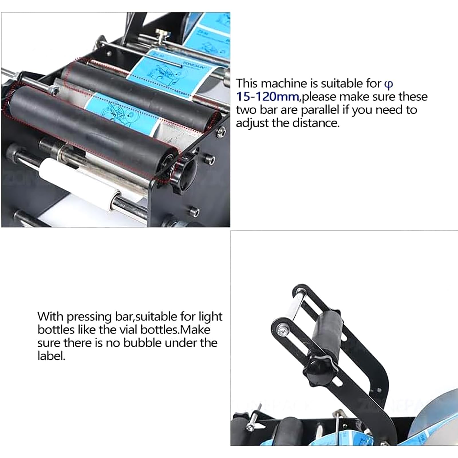 Etichettatrice semiautomatica per bottiglie, applicatore manuale di etichette con barra di pressatura, larghezza 10-110 mm e lunghezza 10-300 mm regolabile, 15-30 bottiglie/minuto, per lattine