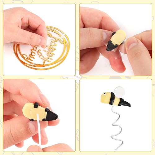 Miniatura 250 de Hooqict 26 piezas de decoraciones de pasteles de los años 80 y 90, decoraciones retro de los años 80 de hip hop con bolas de purpurina para cupcakes