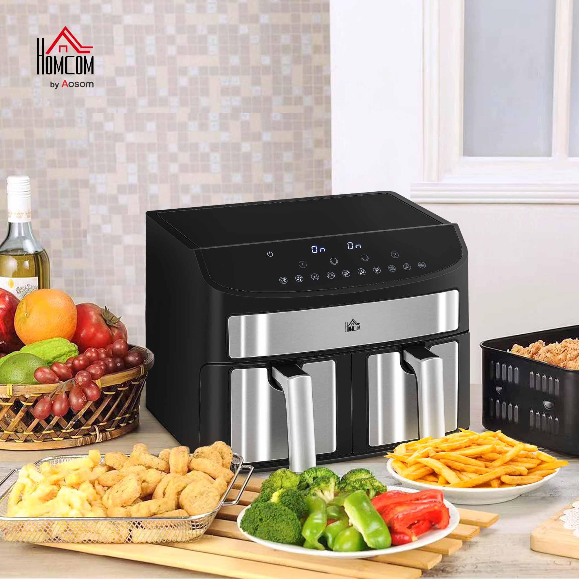 HOMCOM Dual Zone Airfryer 8 L 2400W 2 komory Czarny