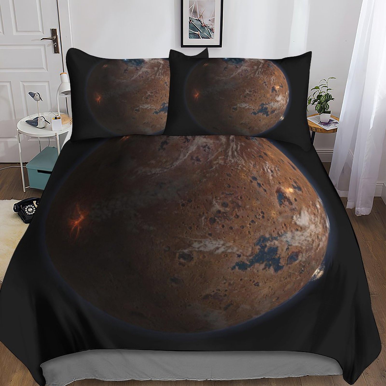 Housse de couette Mars 220x240 cm avec taies d'oreiller microfibre imprimé 3D