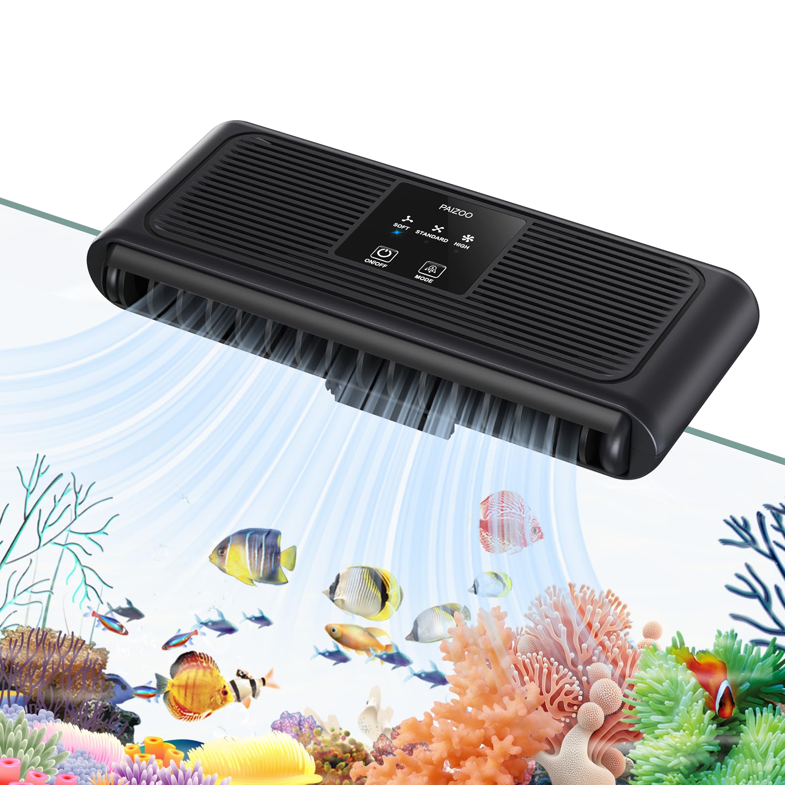 PAIZOO Aquarium Chiller Fan, Fish Tank Cooling Fans Aquarium Cooler with 3 Speed Modes, Water Chiller for Axolotl Tank Accessories Freshwater Saltwater Tanks, 6.4W