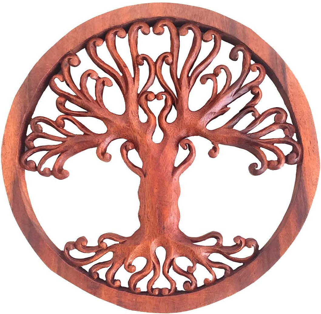 Wooden Tree Of Life Wall Hanging Decor Plaque Hand Crafted