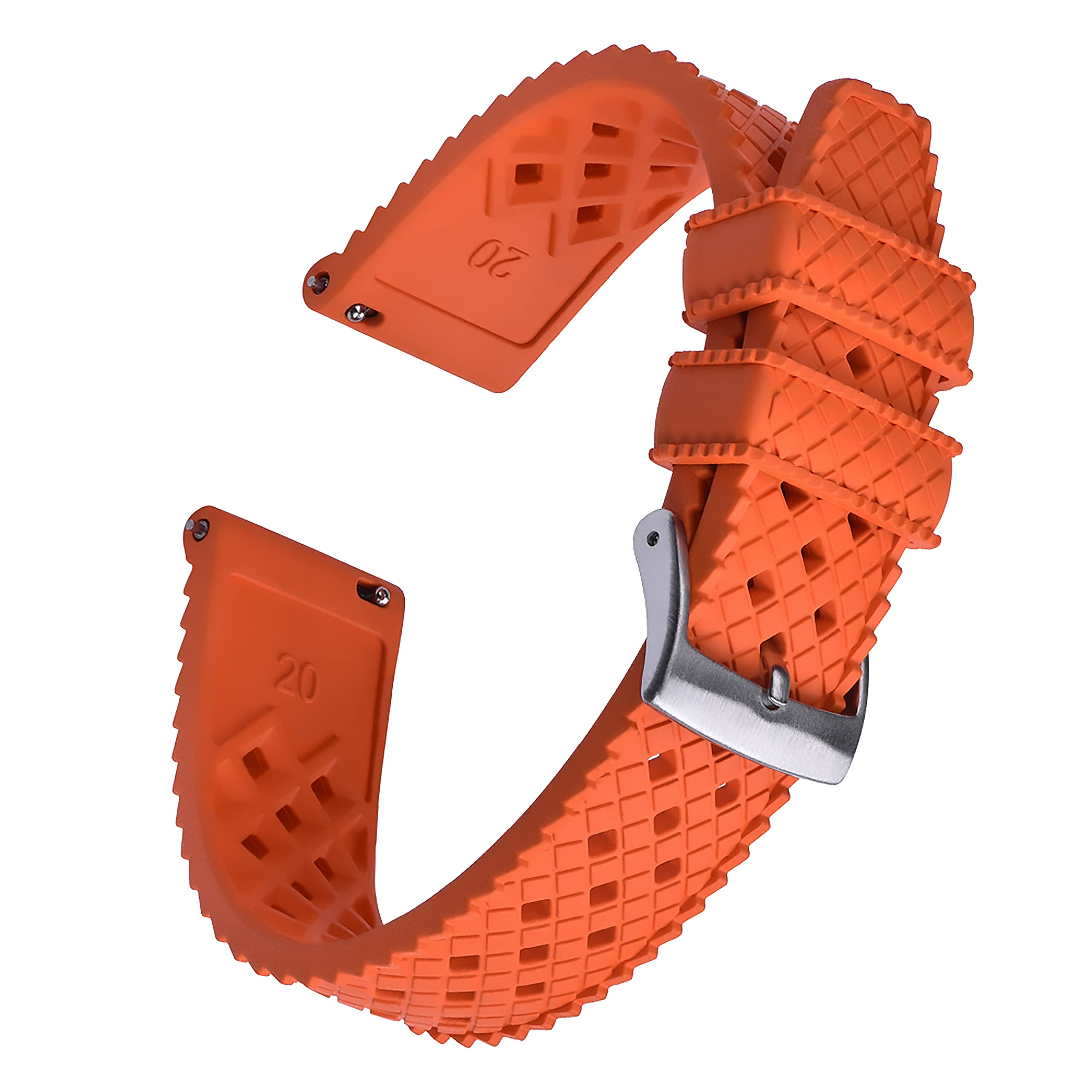 WAMD Quick Release FKM Rubber Watch Strap - Tire Tread (Orange, 20 mm) (B0BFRWFHYC) Amazon Price History, Amazon Price Tracker