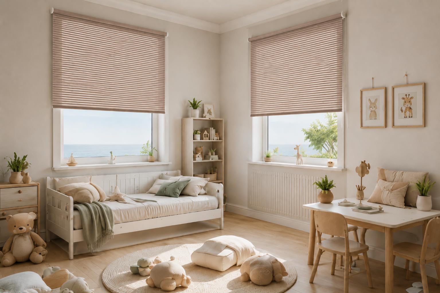 Estoralis Robert - Store Enrouleur Tamisant Rayures, 130 x 190 cm, Taupe