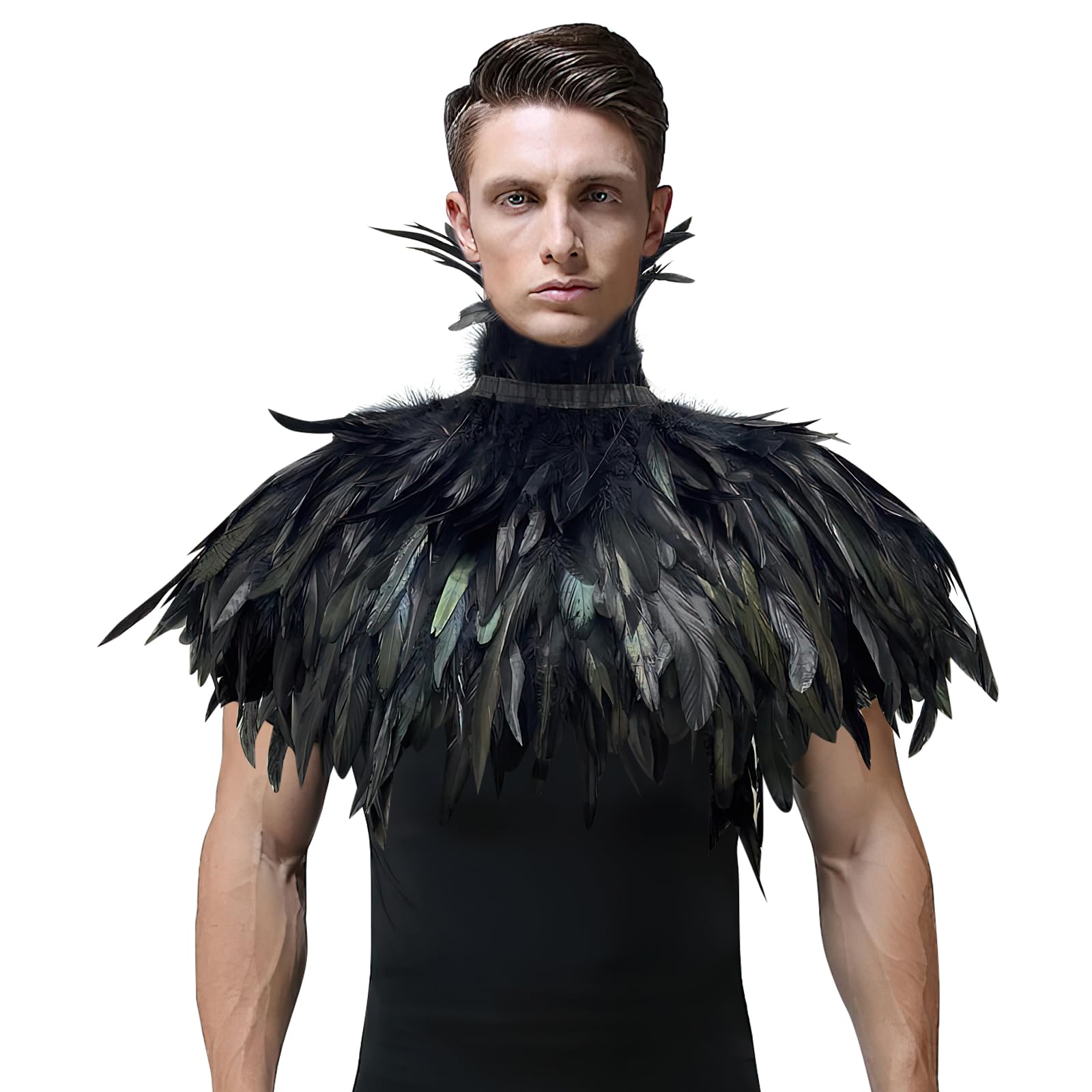 Gothic Feather Cloak, Black Cloak, Feather Costume, Halloween Costume, Black Swan Costume, Black Wings for Halloween and Carnival