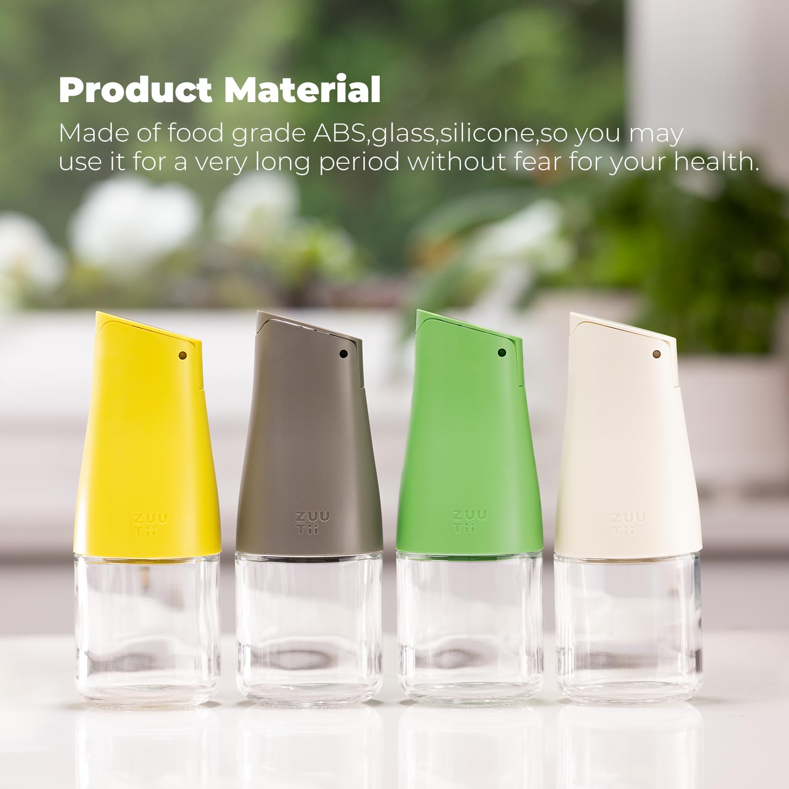 Zuutii Juego de dispensador de aceite de oliva y vinagre, juego de botellas de aceite de vidrio de 5.5 onzas para cocina, botella de salsa de soja con boquilla antigoteo, tapa automática y apto para