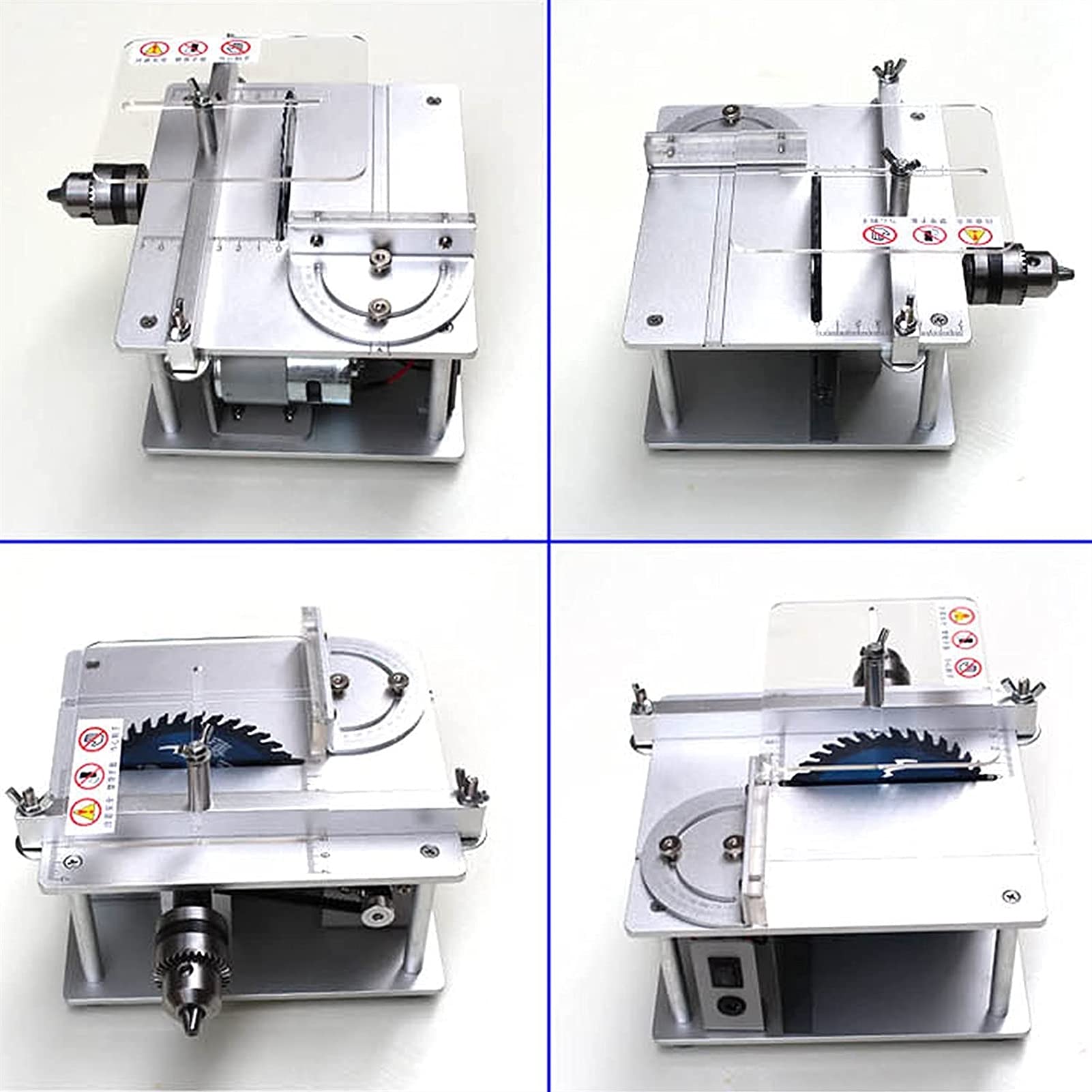 Mini Sega da Tavolo per la Lavorazione del Legno, Sega da Tavolo Professionale Fai da Te con Motore 795, Regolazione a 7 velocità, Altezza Sega 30 mm, scanalatura a T di precisione con Angolo da 0 a