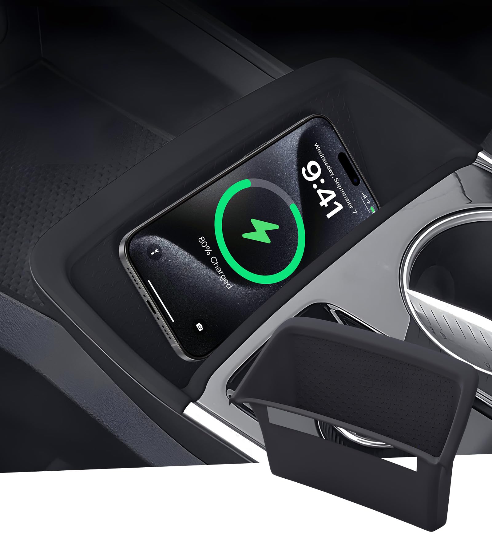 Wireless Charging Protective Mat for Chevrolet Equinox 2027 2026 2025 (Not for EV) Interior Accessories Center Console Anti-Slip Wireless Charger Cover Pad Protector for 2025-2027 Equinox