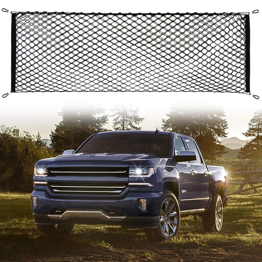 AndyGo Cargo Net Truck Bed Envelope Style Trunk Cargo Organizer Fit for Chevy Silverado Colorado GMC Sierra