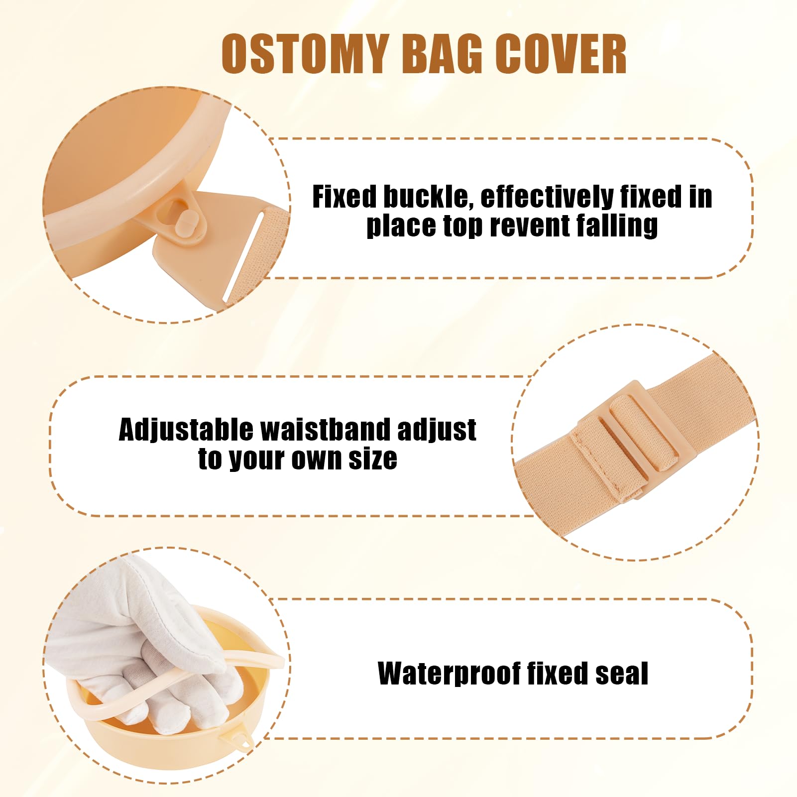 Cubierta De Baño De Ostomía De Estoma, cubierta de baño impermeable con cinturón ajustable ostomía, accesorios bolsas de colostomía