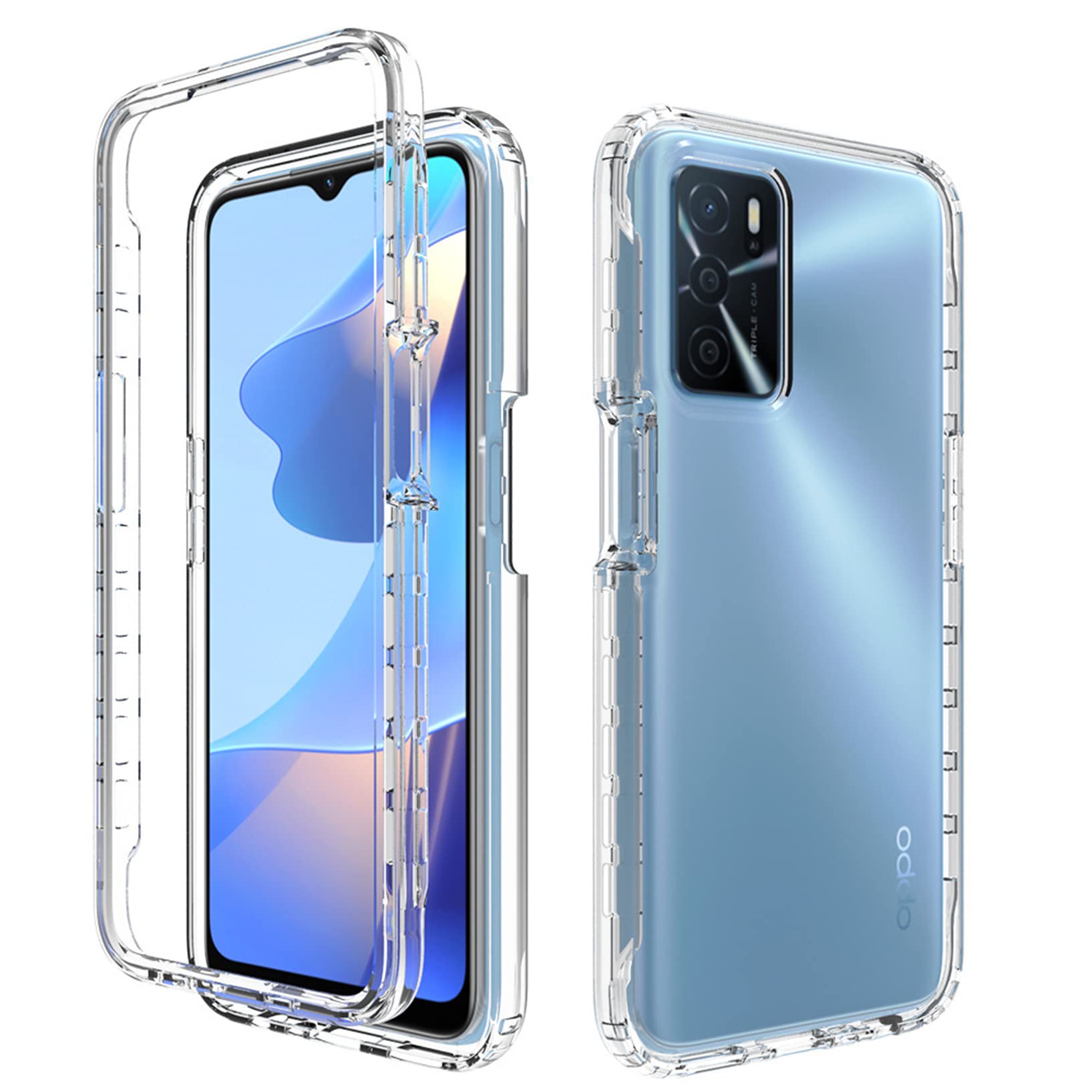 DOINK Custodia Protettiva Ibrida Per Oppo A54S / A16 / A16S - Antiurto 360° Doppio Strato (Nero)