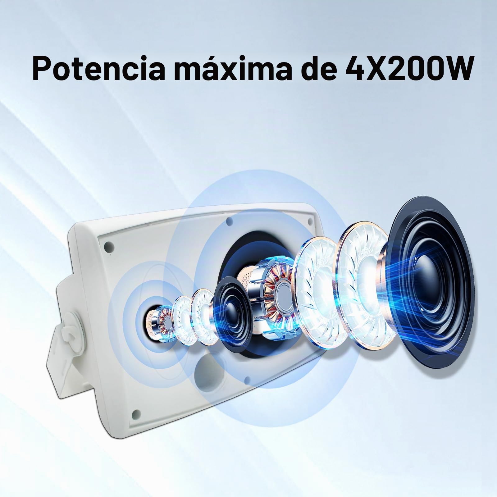 STUDIOFINIX Altavoces para Exteriores de 6.5 Pulgadas montados en la Pared, 800 W, Color Negro, solución de Audio Resistente a la Intemperie y de Alto Rendimiento (4 Altavoces) (Blanco)