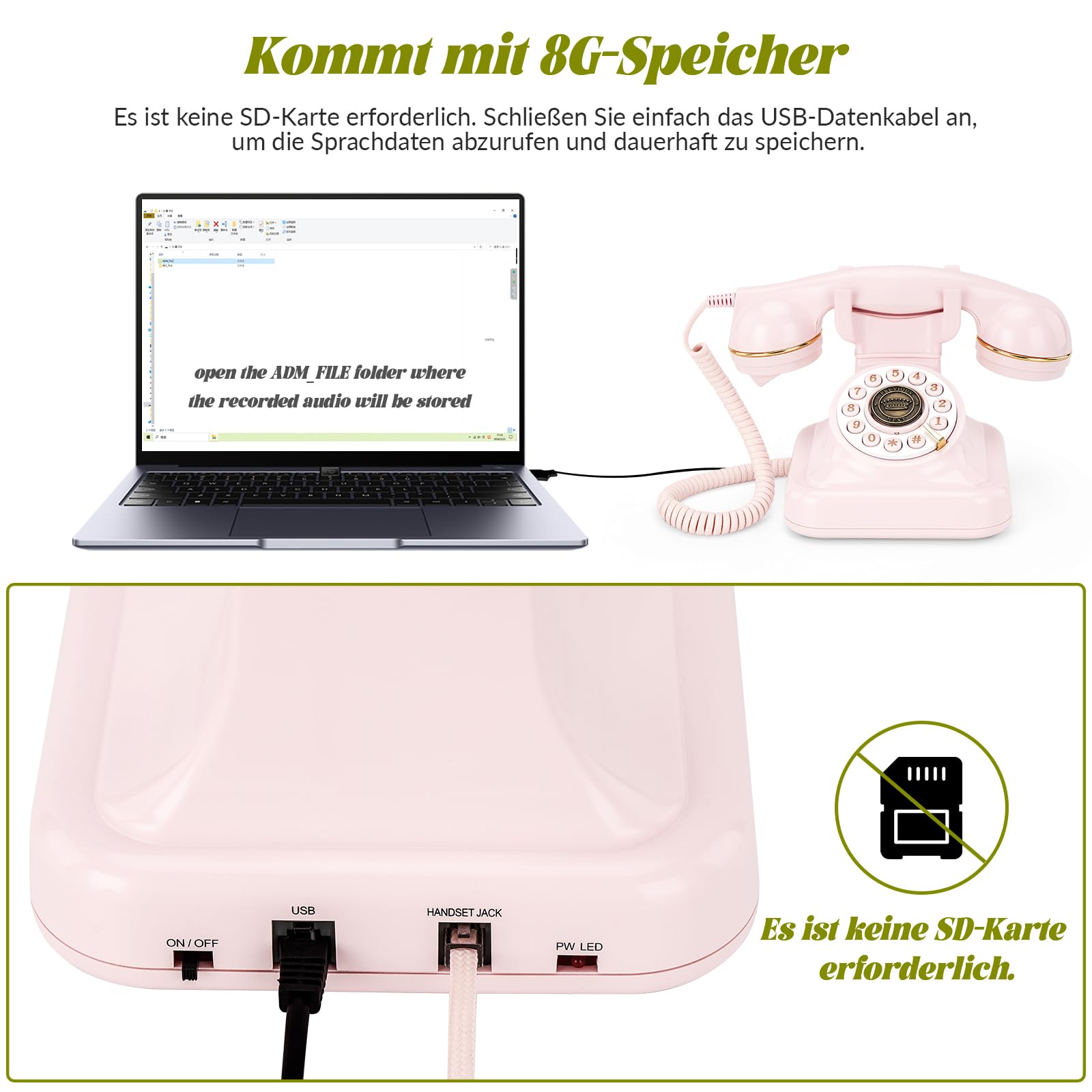 Il telefono di nozze del libro degli ospiti audio può registrare libri audio personalizzati per matrimoni, banchetti e feste e supporta la riproduzione di voci sul dispositivo stesso. (rosa)