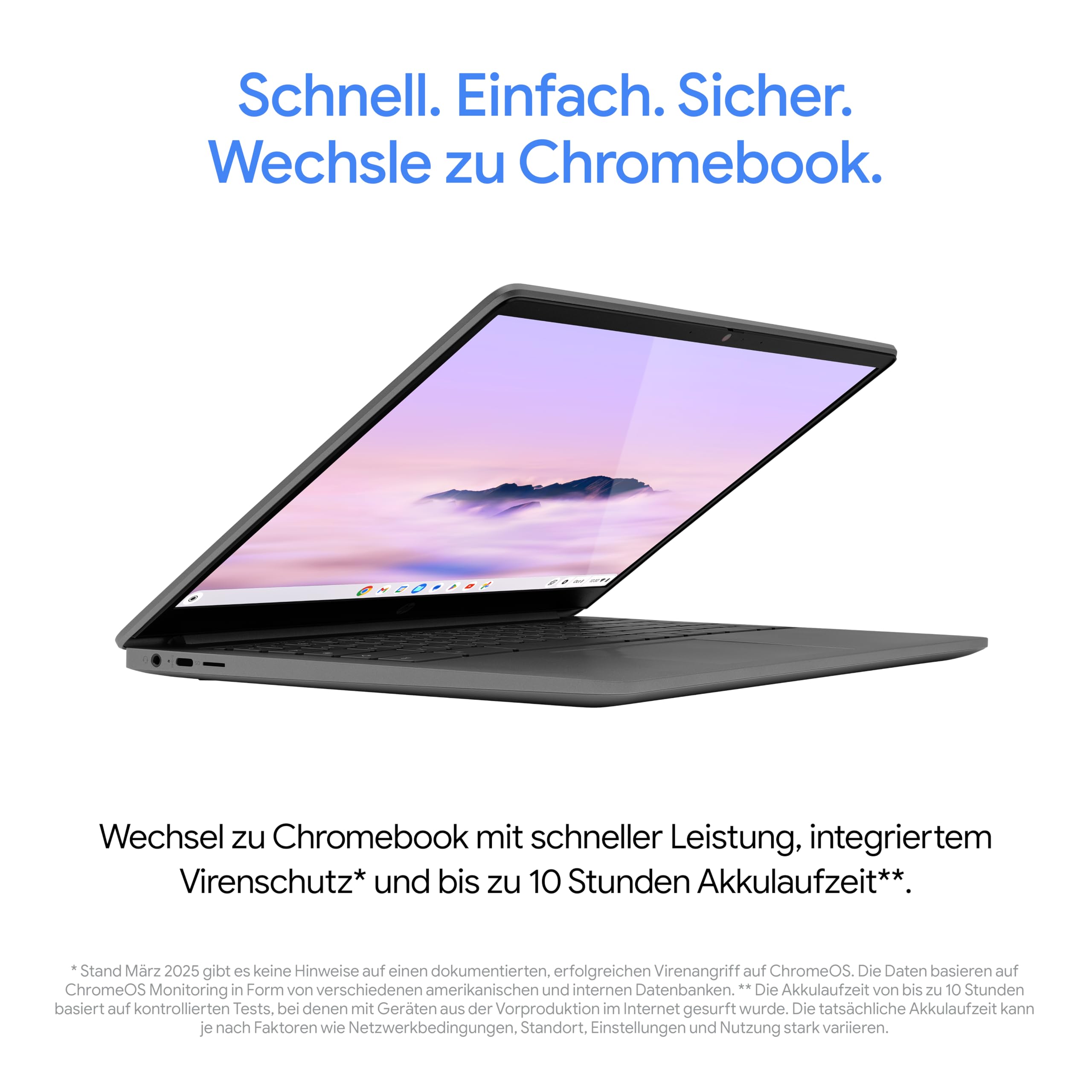 Lenovo Chromebook Laptop | 14" WUXGA Display | MediaTek Kompanio 540 | 4GB RAM | 128GB SSD | ARM Mali-G57 MC3 Grafik | ChromeOS | QWERTZ | exkl. Farbe in Cosmic blau | 3 Monate Premium Care