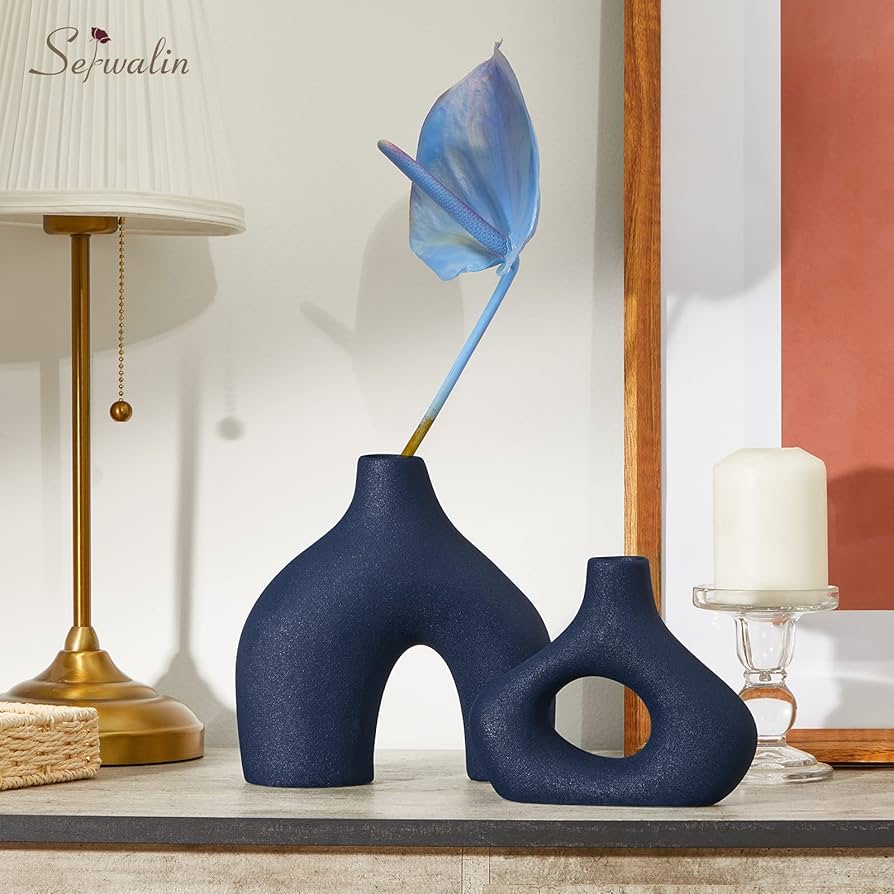 Amazon.co.jp: ZNUJS(さちえ) ネイビーセラミック花瓶セット 2個