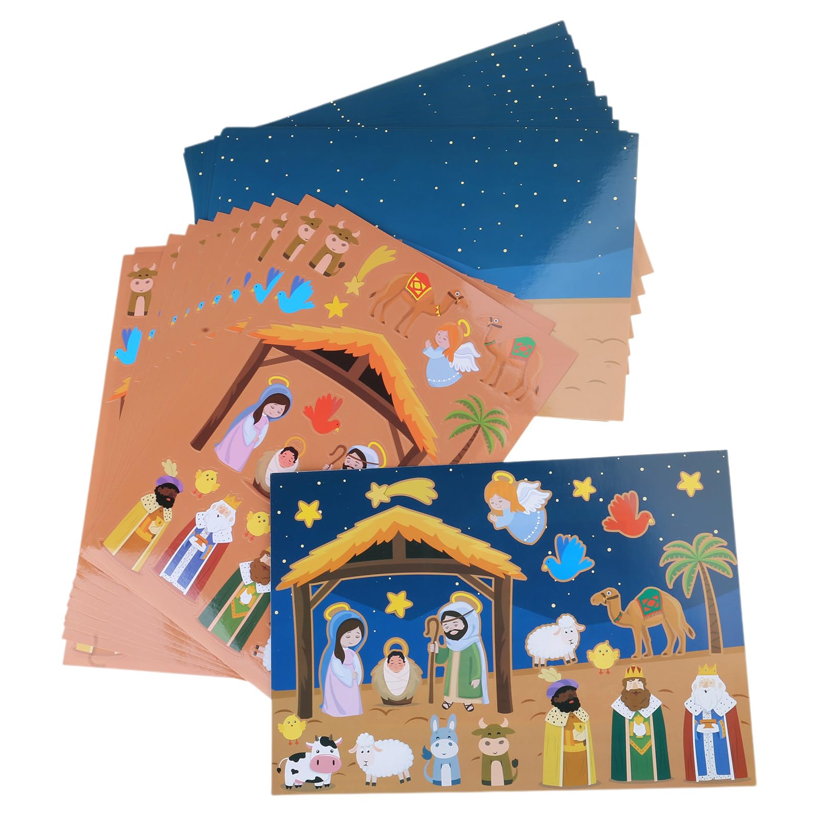 Tsophreniq 12pcs / lot Christmas Nativity Scene Stickers Set Religious Sticky Label Creative Activity Decals Party Decor for Kids Safe and Stickers