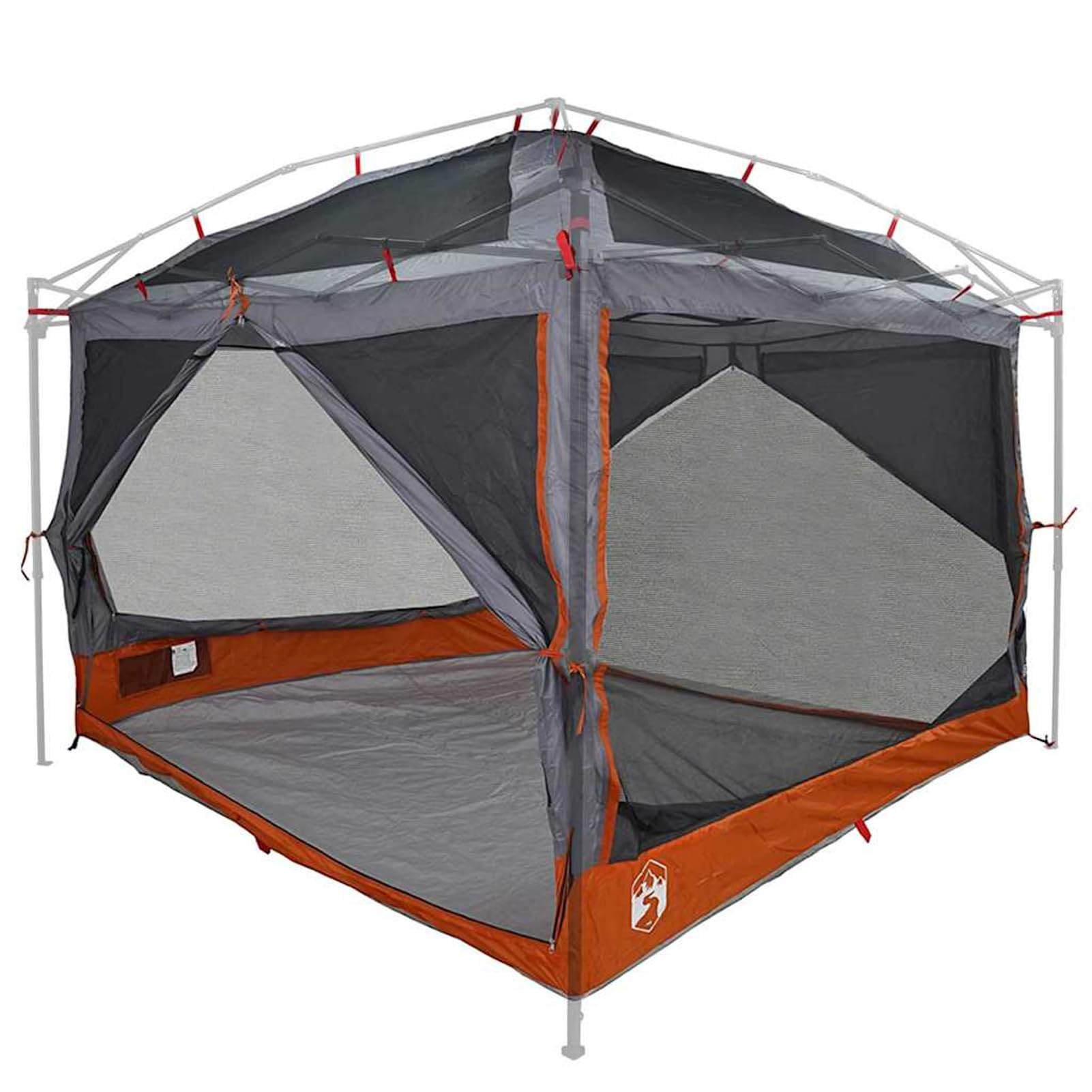 Tenda da Campeggio per 7 Persone, con Tetto Grigio e Arancione, 300x300x250 cm, in Poliestere 185T con Rivestimento PU, Impermeabile e Resistente ai Raggi UV, per Campeggio Estivo, Viaggi e Weekend al