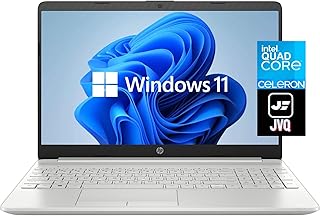 2022 Newest HP 15.6" HD Laptop Computer, Intel Celeron Quad-Core N4120(up to 2.6GHz), 8GB DDR4 RAM, 128GB SSD, HDMI, Bluetooth, Webcam, USB-C, RJ45 Ethernet, Windows 11S, Silver, JVQ Mousepad