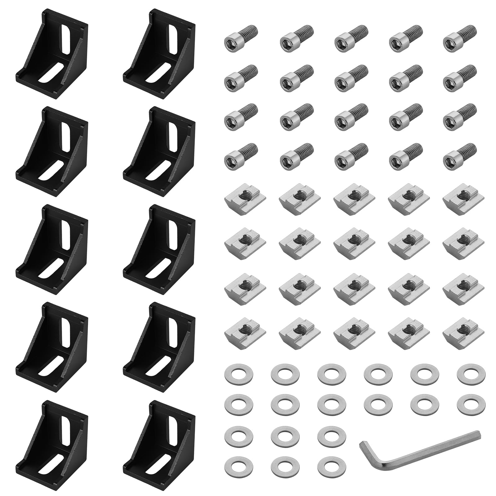 Profilé d'angle en aluminium - Matériel de fixation - 40 x 40 cm - Matériel de fixation - Profilé d'angle en aluminium - Connecteur mural - Grille d'angle à 90 ° - Pour profilé d'entretoise 4040