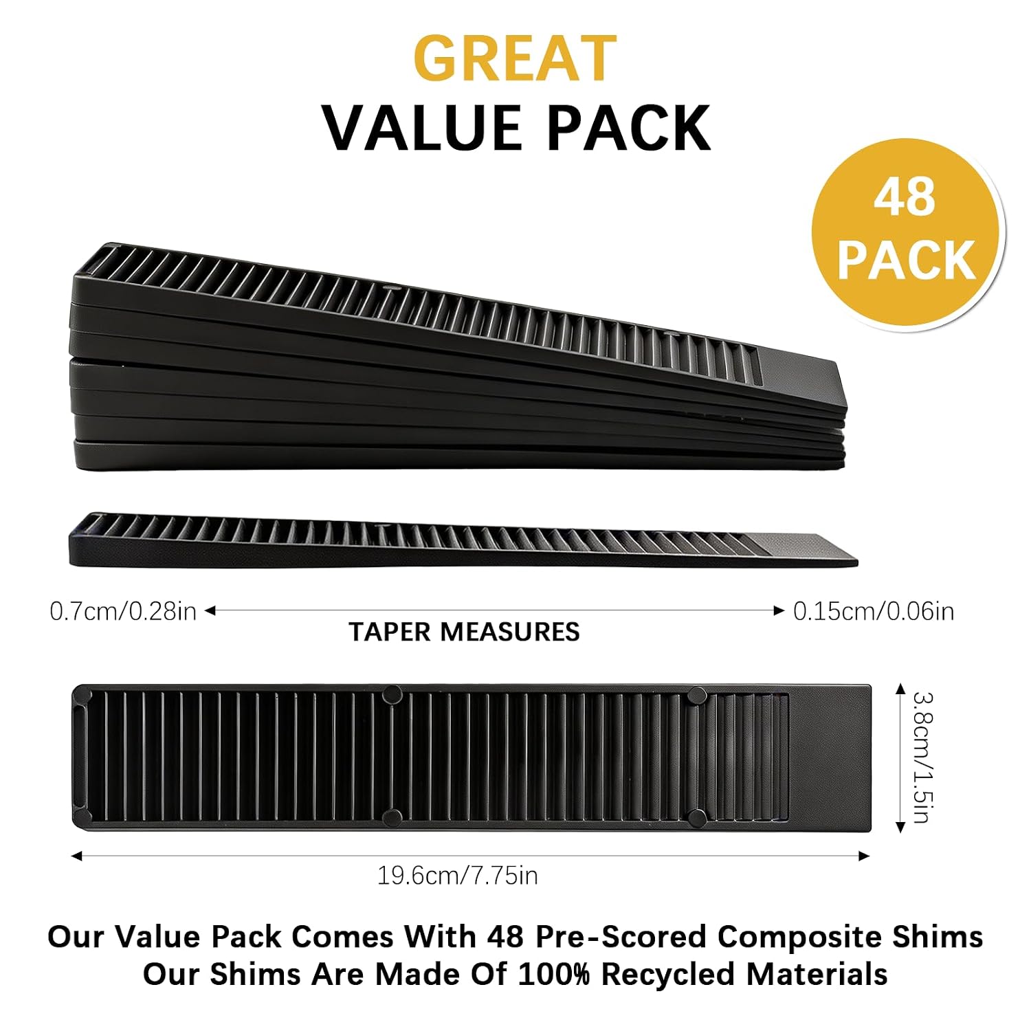 Composite Shims (48 Pack) - Hard Composite Shims for Home Improvement - Never Rot Shims for Leveling - Restaurant Table Shims - Table Wedges - Toilet - DIY Furniture Levelers