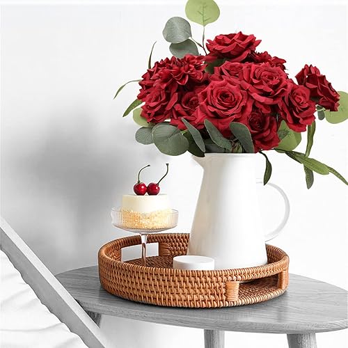 Miniatura 7 de Lucky flower Juego de flores artificiales de seda roja polvorienta, caja de rosas falsas para ramos de boda, decoración de mesa de despedida de
