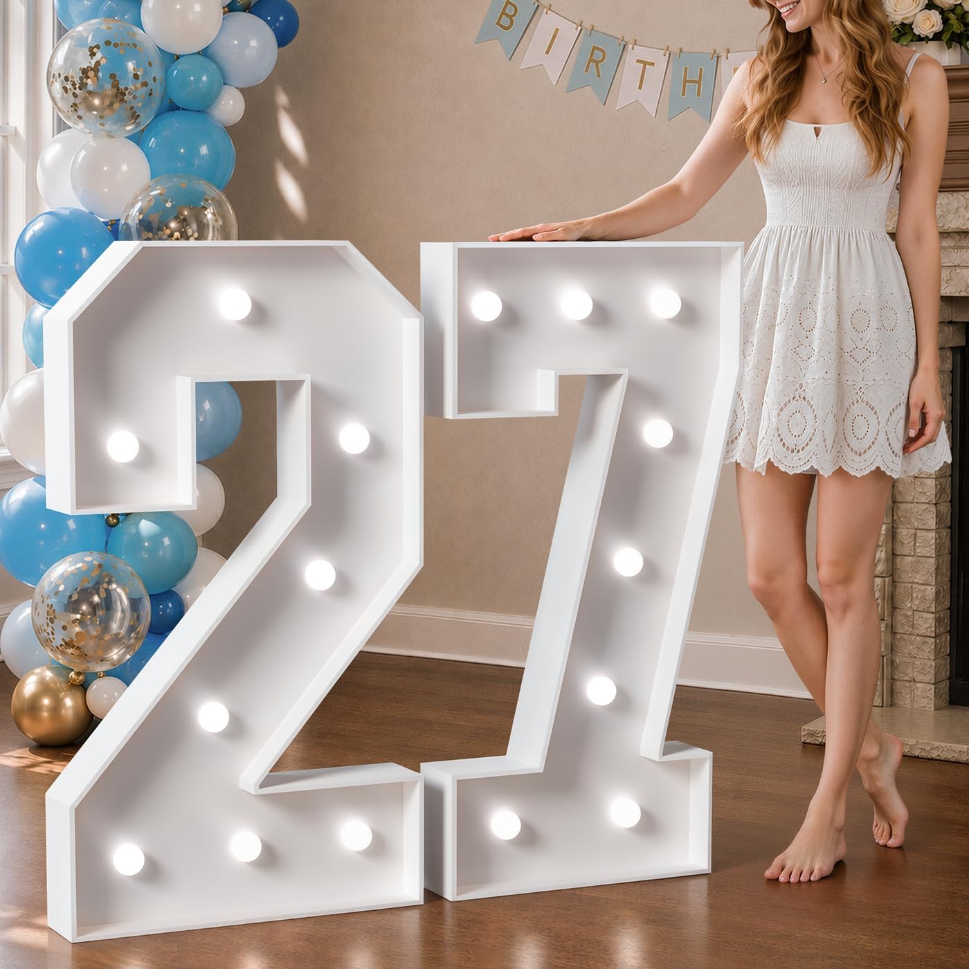 Imprsv Marquee Number 3 Feet Tall, Light Up Number 27 Graduation Decoration