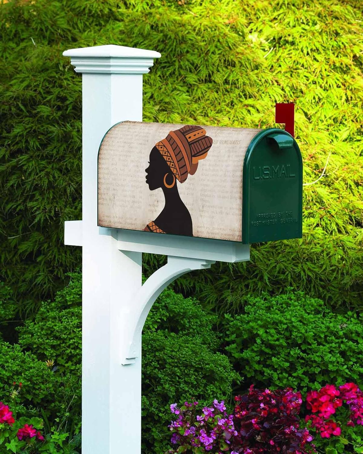 Africa Black Women Mailbox Covers Magnetic Standard Size, African Native Ethnic Vintage Post Box Cover Mail Wrap Outdoor Garden Yard Decoration 21x25.5 Inches