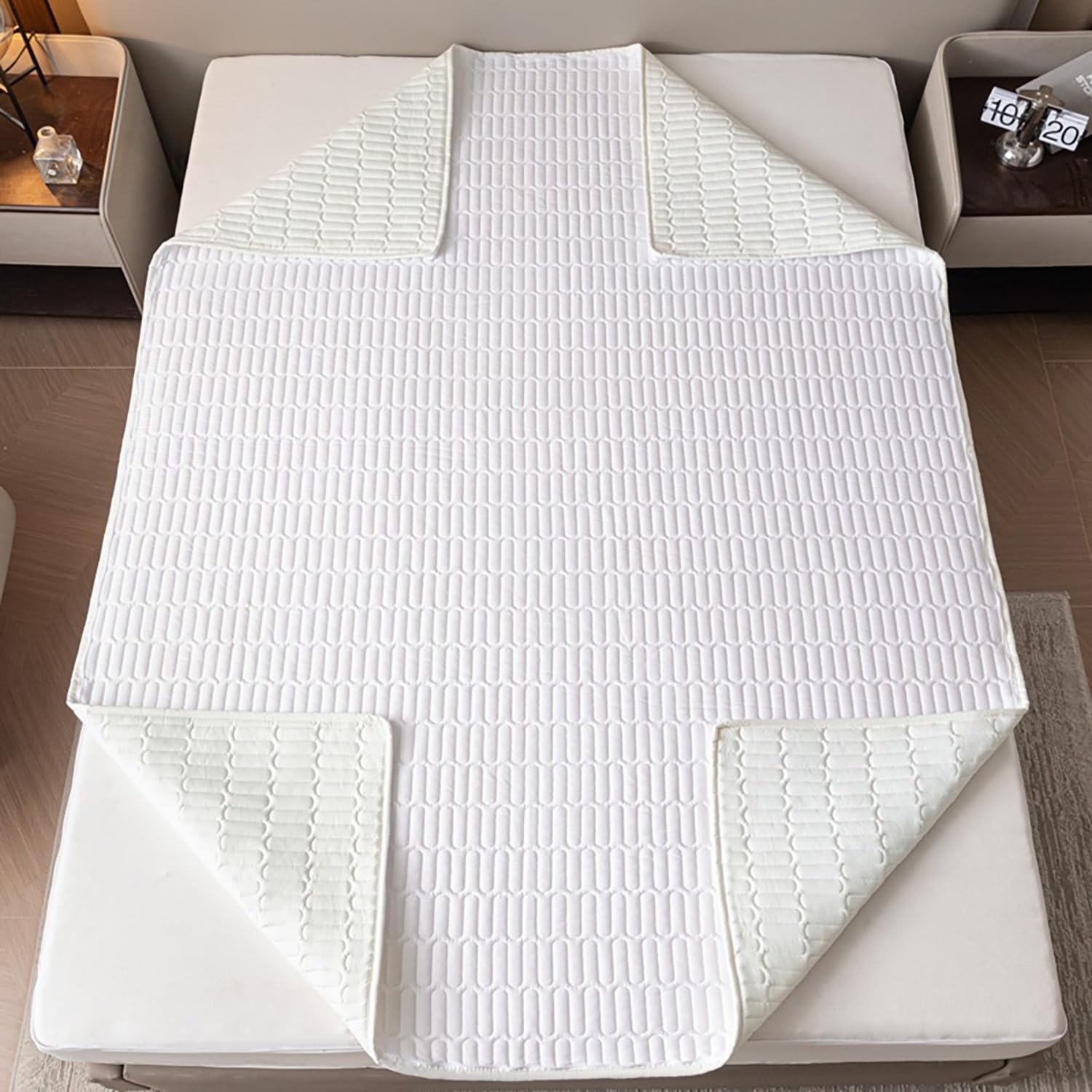 Coprimaterasso con Cerniera - Fodera Materasso Trapuntato, Imbottito, 80x190/90x190/120x190/140x200/160x190 cm, Personalizzabile, Protettivo e Respirante(Bianco,105x190+15cm)