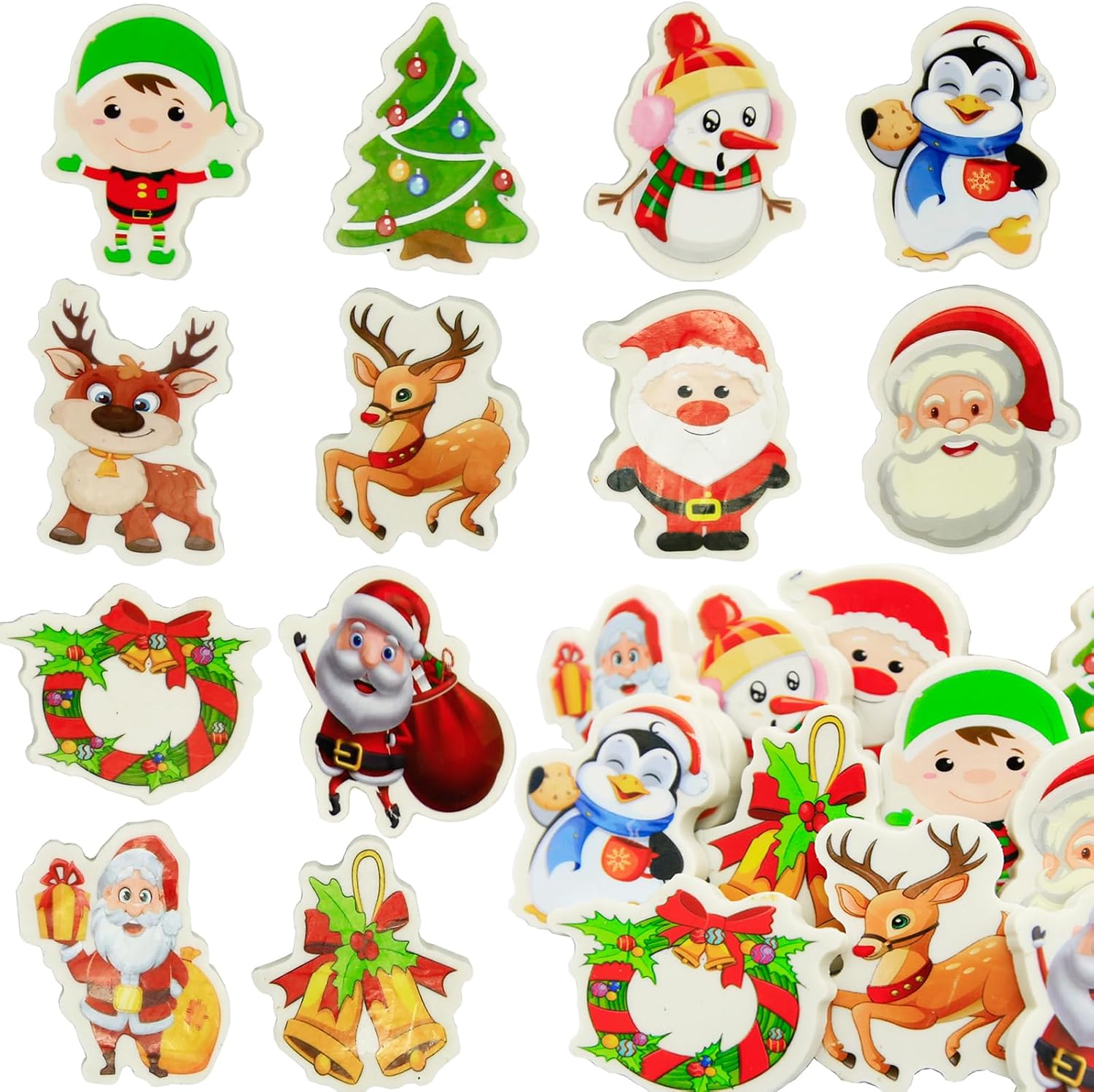 Christmas Erasers for Kids 24 Pack Large Christmas Theme