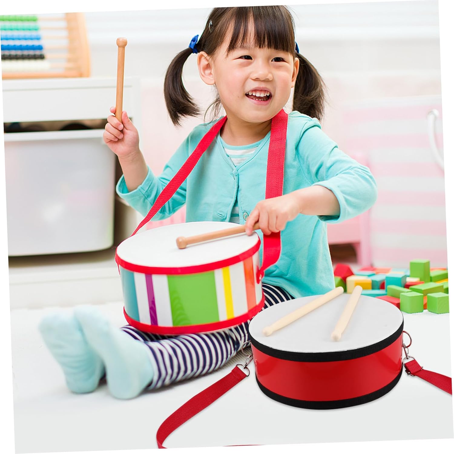 Toddmomy 1Set Red Snare Drum for Portable Marching Instrument with Strap Enhances Rhythm Skills and Teamwork for School Performances and Outdoor Events