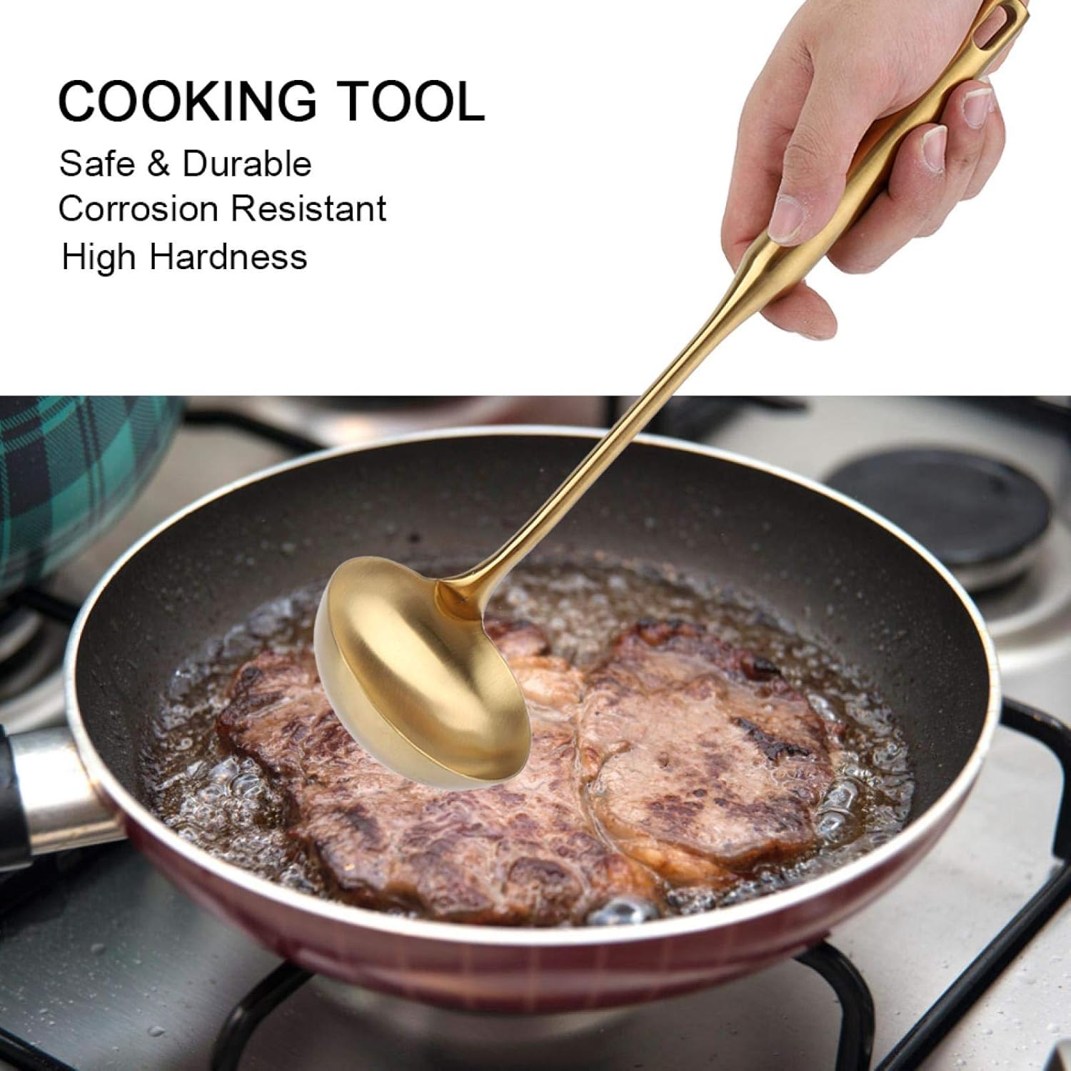 Soup Ladle, Wilecolly Stainless Steel Ladle Spoon Big Soup Ladle Kitchen Spatula Turner Cooking Tool Kitchen Accessories(4#-Gold): Home & Kitchen