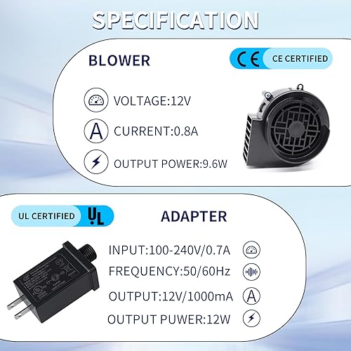 Miniatura 3 de Mini soplador de aire de repuesto de 12 V 0.8 A con 3 luces LED para inflables, Halloween, decoración de Navidad, ventilador inflable para