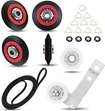 WED5500XW0 WED9150WW1 Dryer Drum Roller Repair Kit Fit for Whirl-pool WED9200SQ1 WED9550WW1 WED8000DW3 GEW9250PW1 WED9470WW1 WED86HEBW0 WGD9200SQ1 WED9050XW0, with Dryer Drum Roller Kit & Idler Pulley