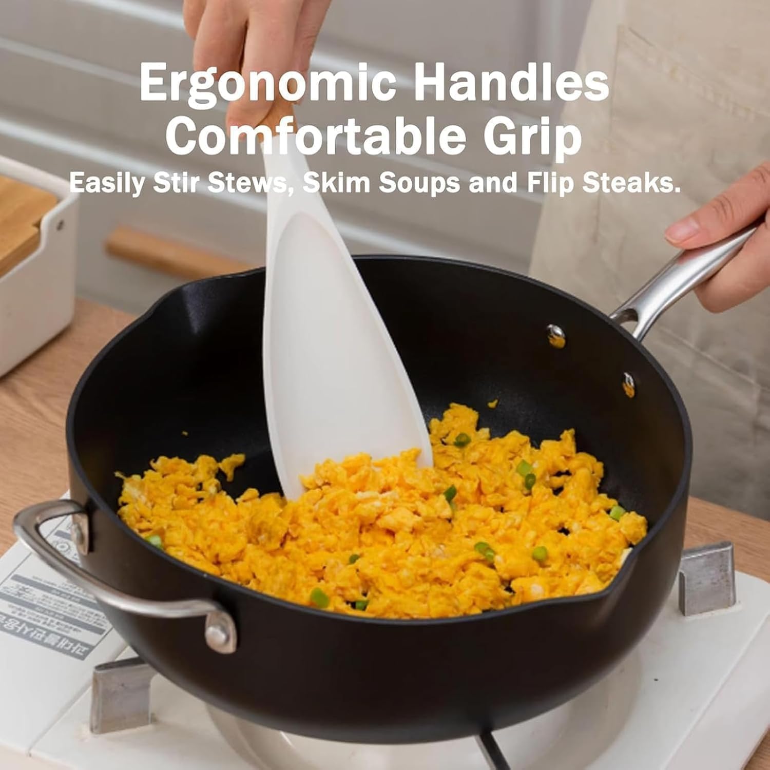 Cedar and Ash Spoon, Cedar and Ash Spoonula, Multi Function Cooking Spoon, Multifunction Spatula Cooking Spoons, Multifunctional Spatula Spoons, Multi-function Silicone SpatulaSpoon (Black*4)