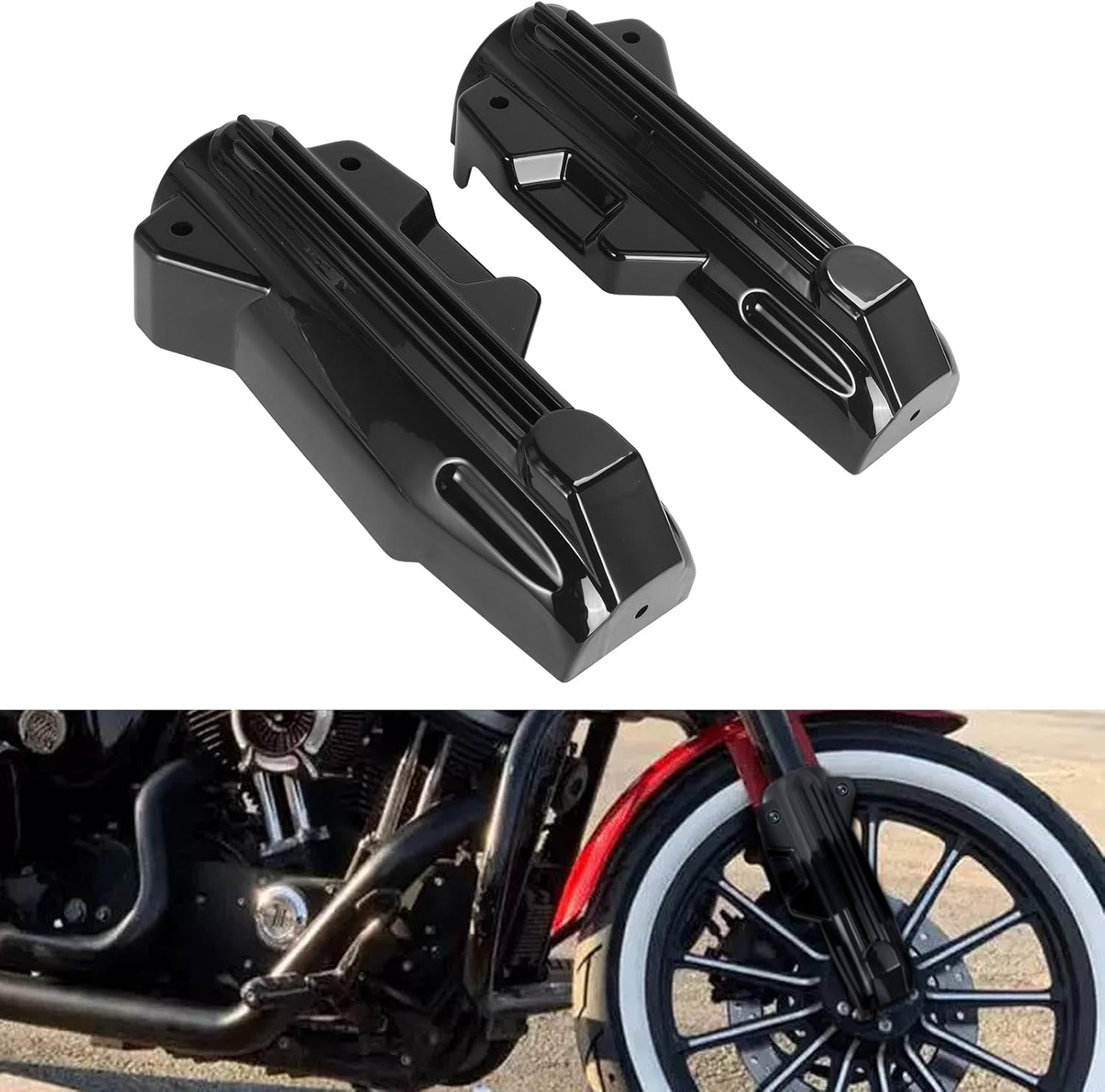 Motorcycle Lower Fork Covers Fit for Harley Electra Street Road Glide King FLHR FLTRX FLHX 2014-2022 (Black)