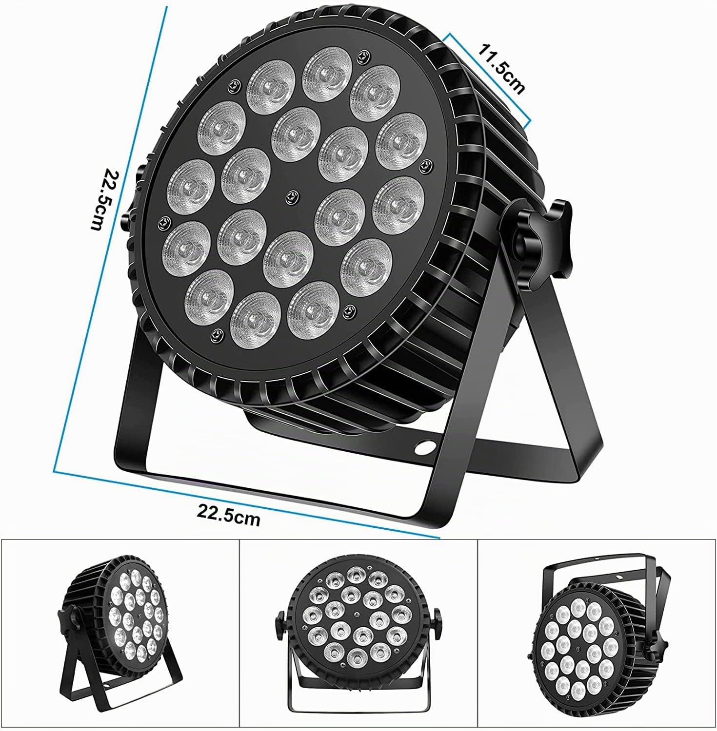 LED Par Projecteur 200W 18 LED Lumière de scène Lumière de discothèque 8CH Par LED Lumière RGBW DMX Strobe Sound Mode actif Eclairage DJ Effet de lumière pour show Bar KTV Party Halloween 2pc