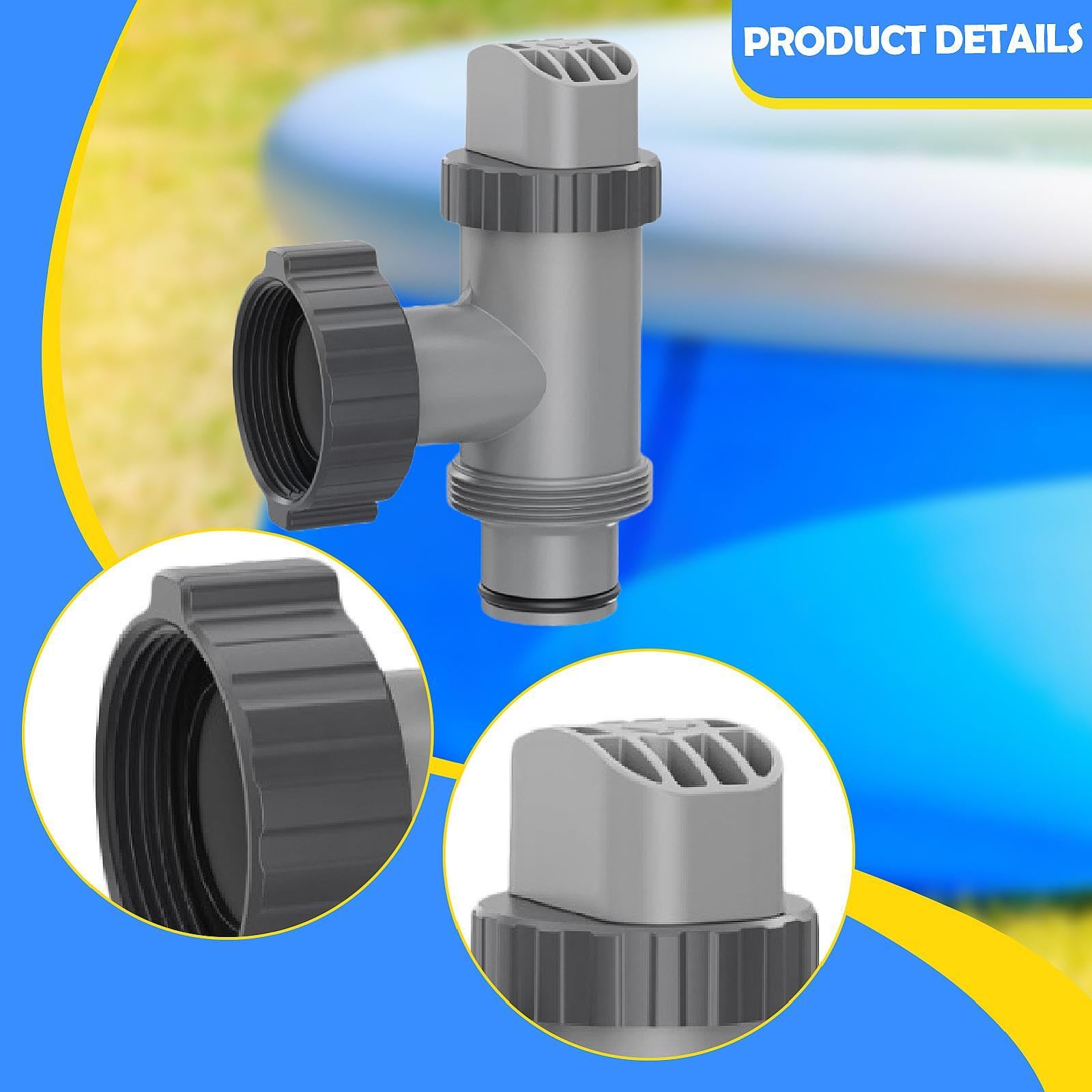 Válvula de para Piscina, Adaptador de Válvula de, de, Impermeable, de Goma PP, Fácil de Instalar para Reemplazo, Dos Vías 16x6cm