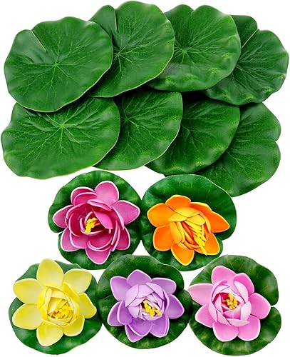 Miniatura 6 de Decoración de flores artificiales de estanque, almohadillas de lirio de agua para estanques, accesorios de plantas de toro artificiales, perfectos