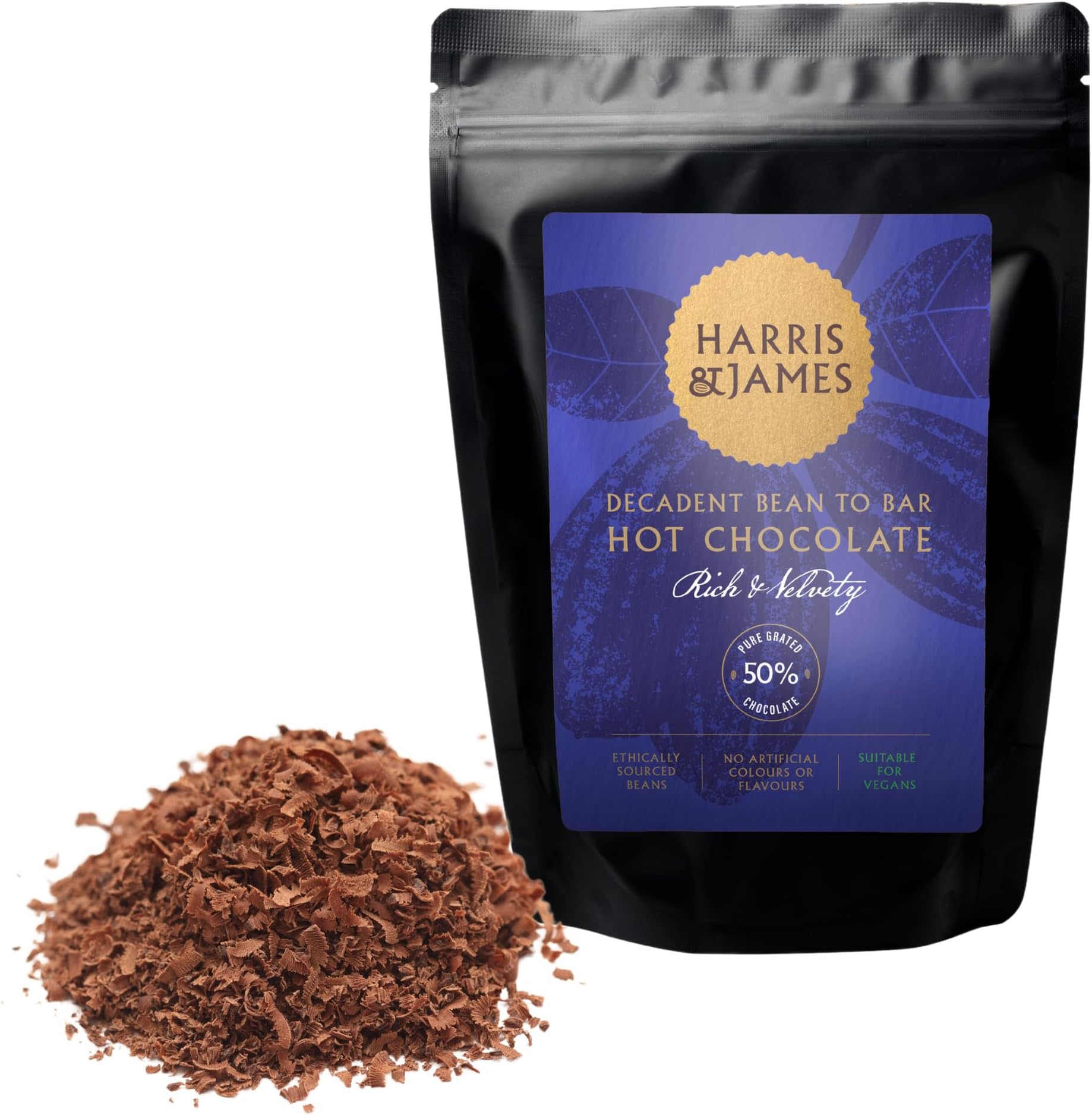 Drinking Chocolate | Rich & Velvety 50% Chocolate Flakes 250g | Decadent Bean To Bar From Cocao Beans | Hand Made in Small Batches