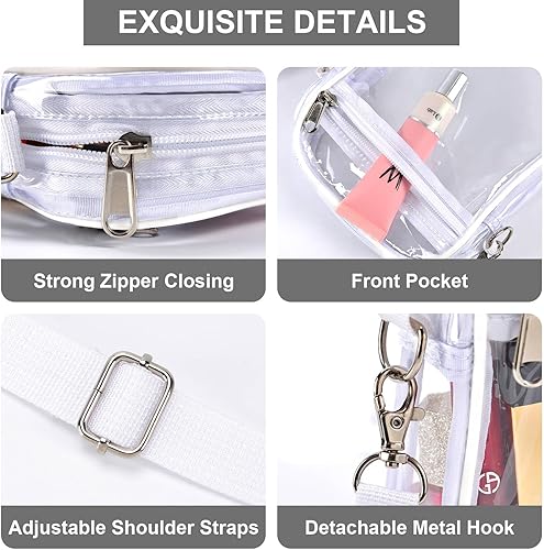 Miniatura 3 de Fibrdoo Bolso cruzado transparente, aprobado para estadios, con bolsillo frontal para conciertos, festivales deportivos