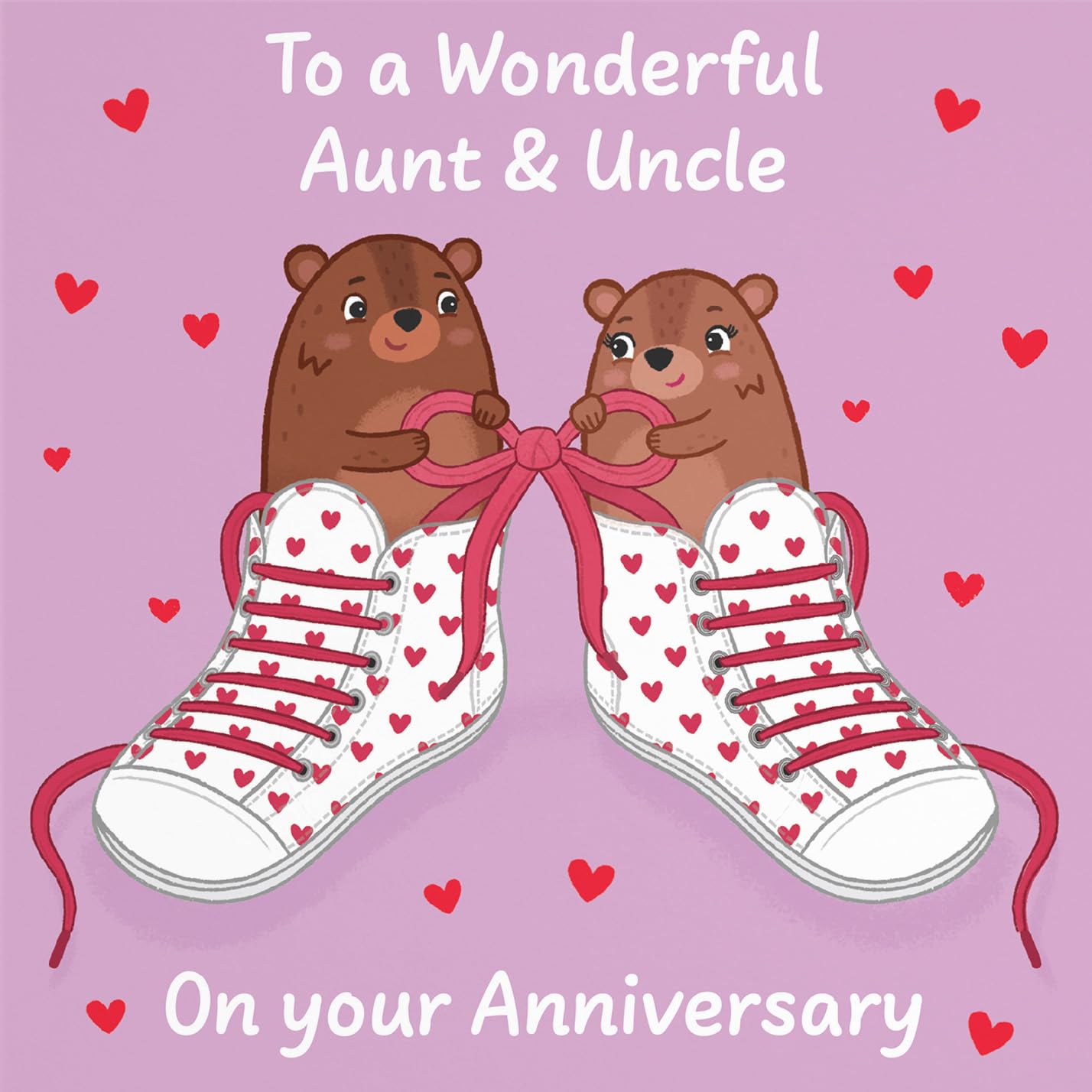 Hunts England - Cute Love Laces Aunt And Uncle Anniversary Card - Fun Bears Anniversary Card - Love Story Collection - Image 2