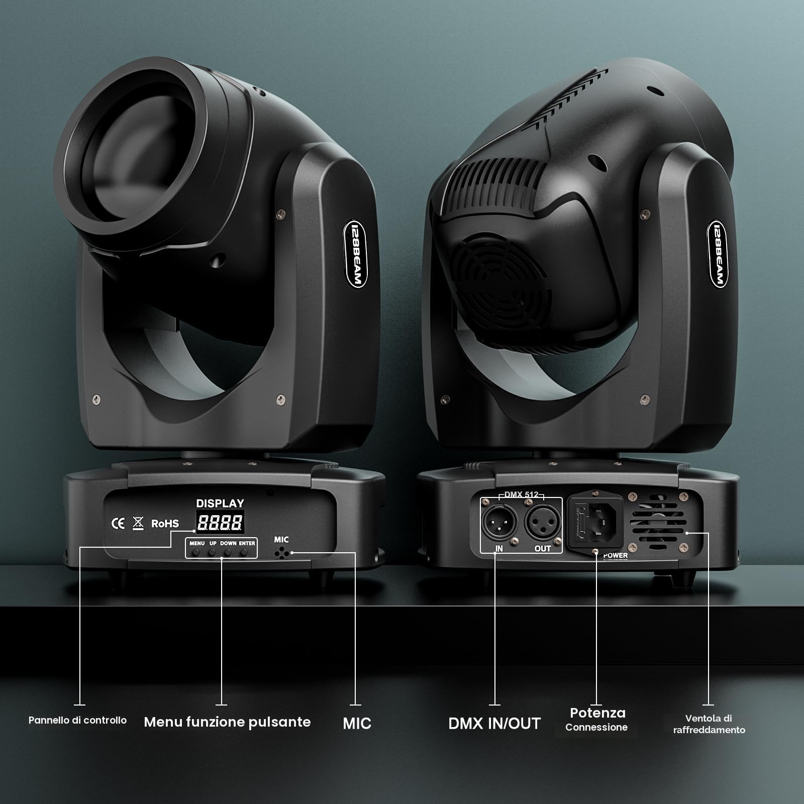 150W Mini Teste Mobili LED RGBW Moving Head Spot Beam DMX 18 Prisma Luce da Discoteca Luci DJ Testa Mobile per Bar Compleanno Feste Club KTV Matrimonio