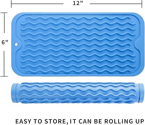 Miniatura 151 de Tapete de silicona para secado de platos para múltiples usos, fácil de limpiar, ecológico, resistente al calor, tapete de silicona para encimera