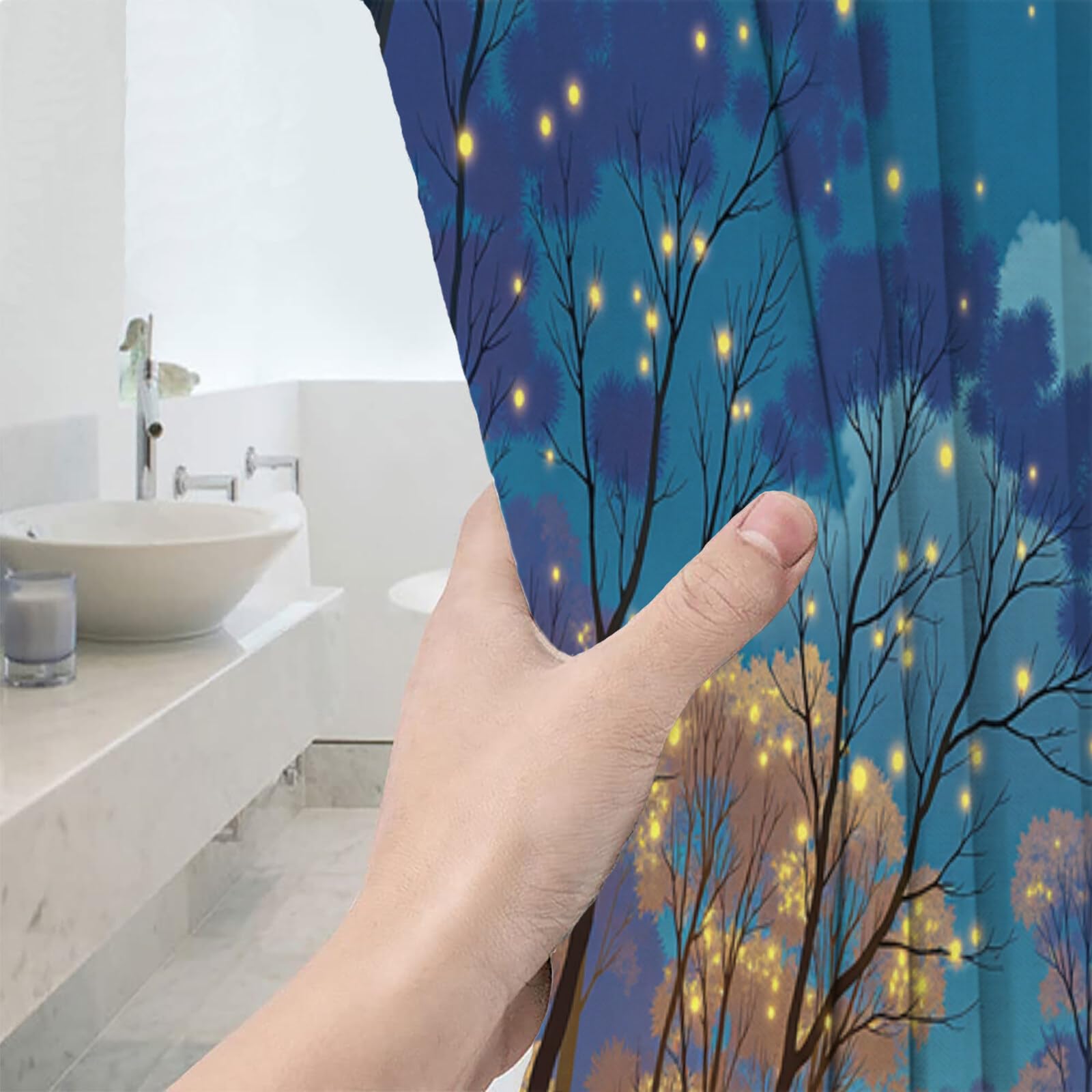 Rideau Douche,Rideau Baignoire Lavable en Machine Rideaux Douche Tissus Lavable Rideau De Baignoire Lavable pour Salle De Bain Domicile Baignoire Famille,Ciel Étoilé,