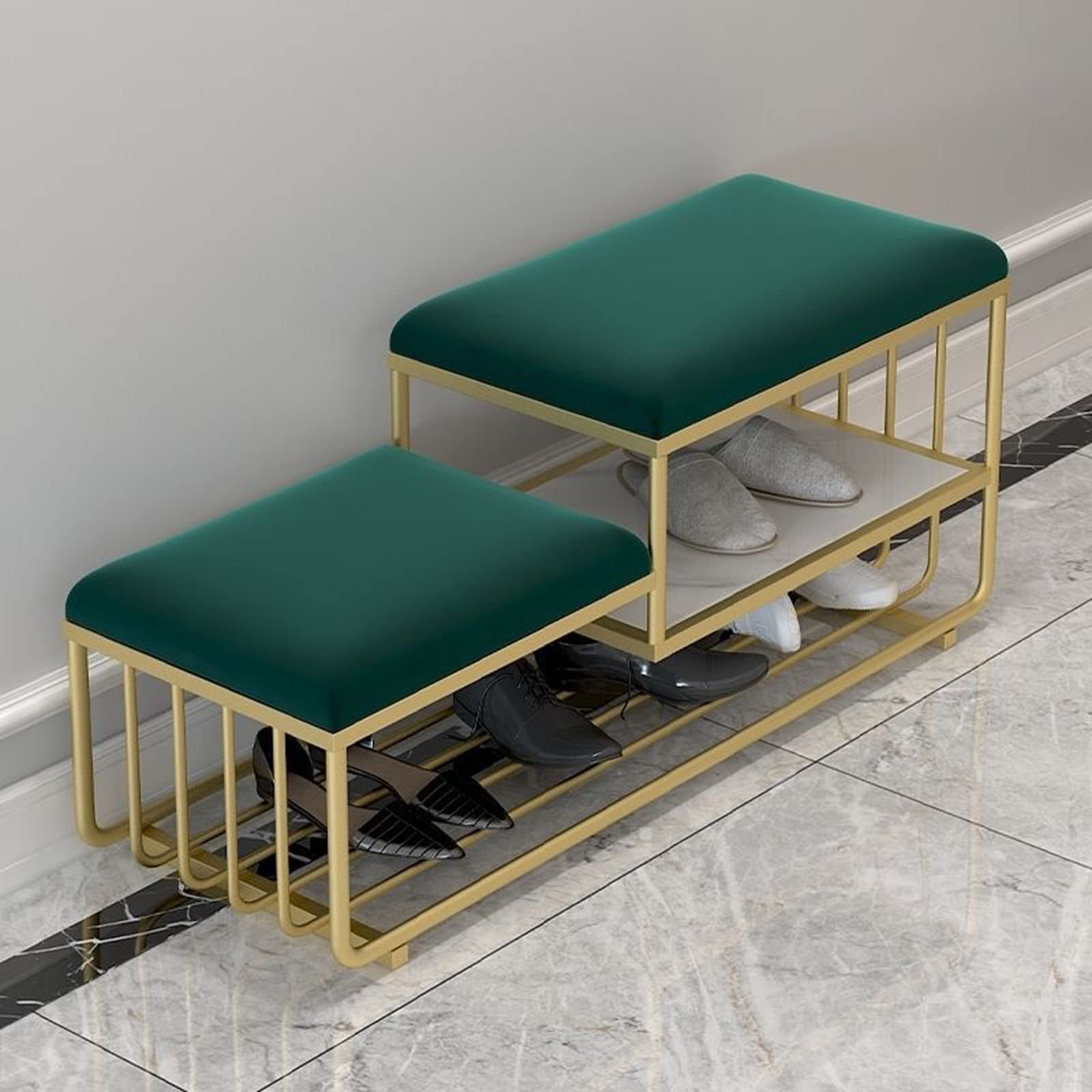 Banc de rangement à chaussures 3 niveaux avec coussin pour entrée 80cm