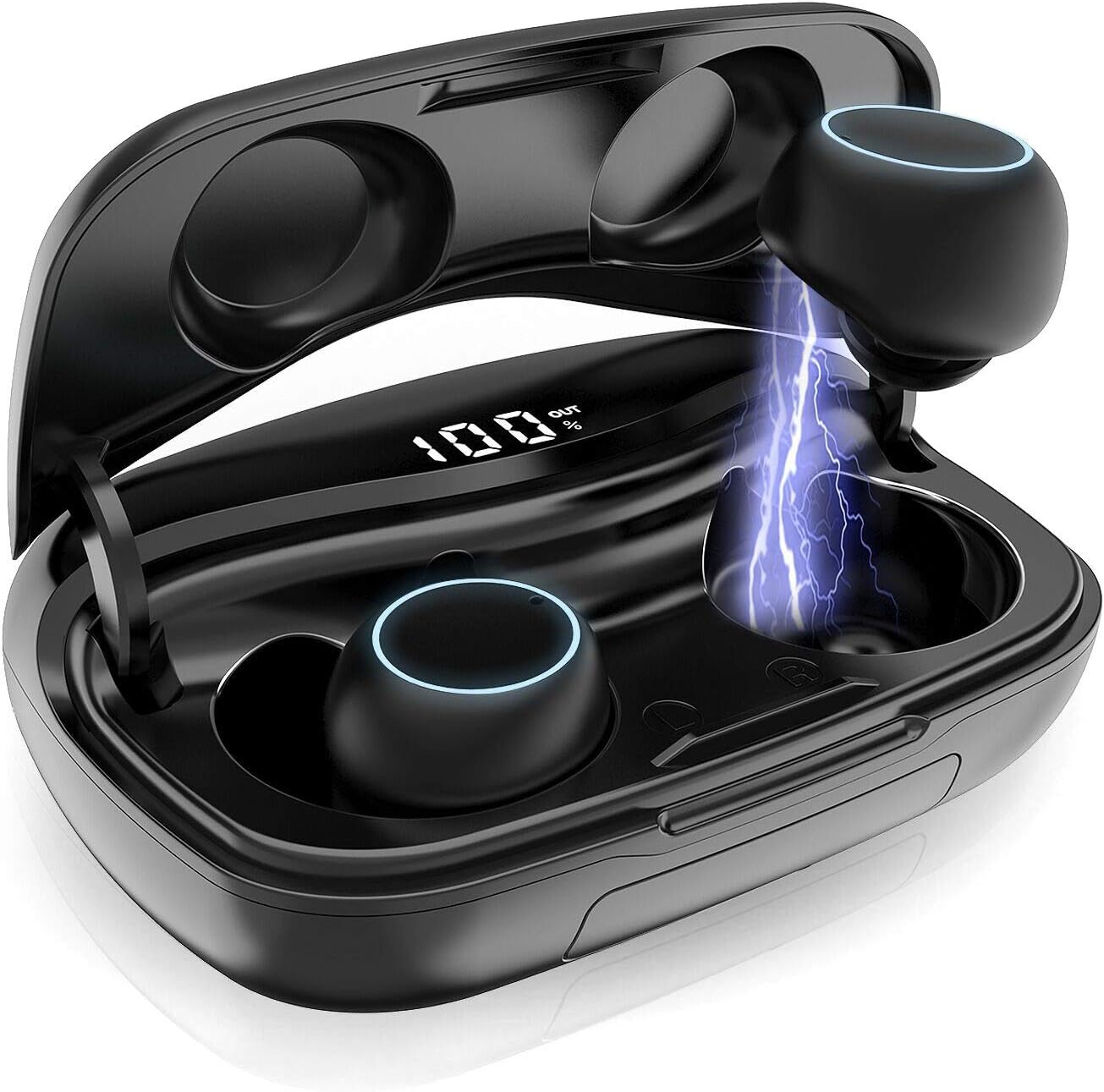 Auricolari Bluetooth 5.0 Senza Fili,iPosible Cuffie Wireless con 3500mAh Custodia da Ricarica Display Digitale LCD Cuffie Bluetooth Sport Stereo in Ear Microfono Hi-Fi Auricolari IP65 per iOS Android