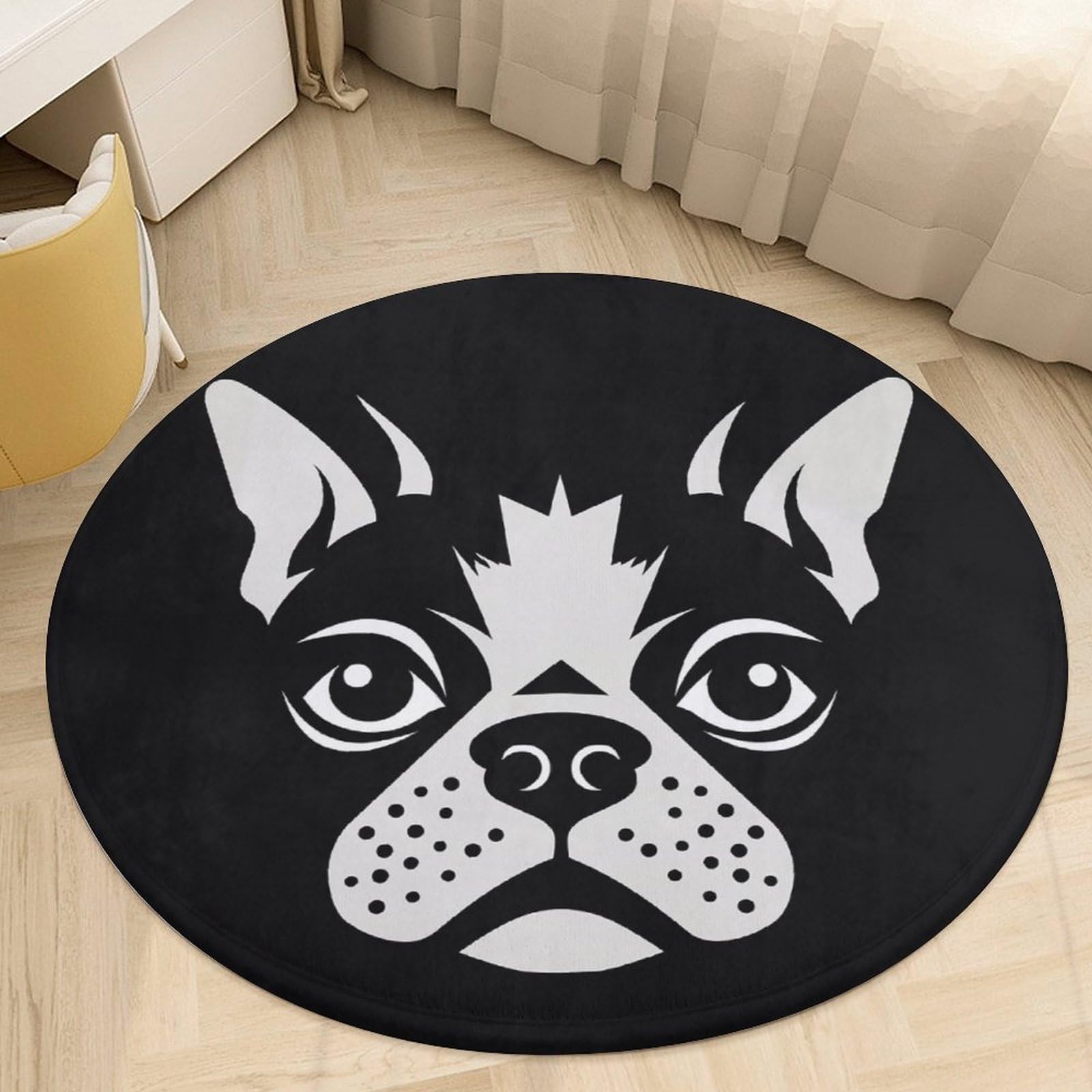 Tapis rond en velours corail absorbant pour éviter les glissades sur le carrelage