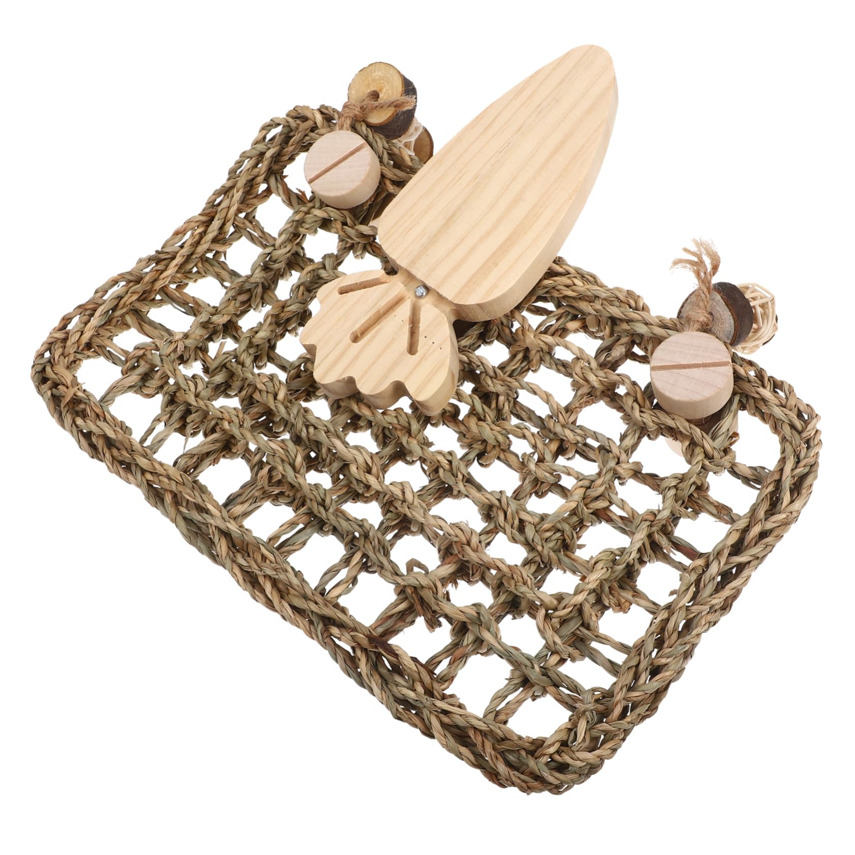 WOONEKY Tapis en Paille Tressée pour Lapin et Cobayes, Jouet à Mâcher Suspendu la Cage, Coussin Naturel pour Améliorer la Santé Dentaire des Petits Animaux
